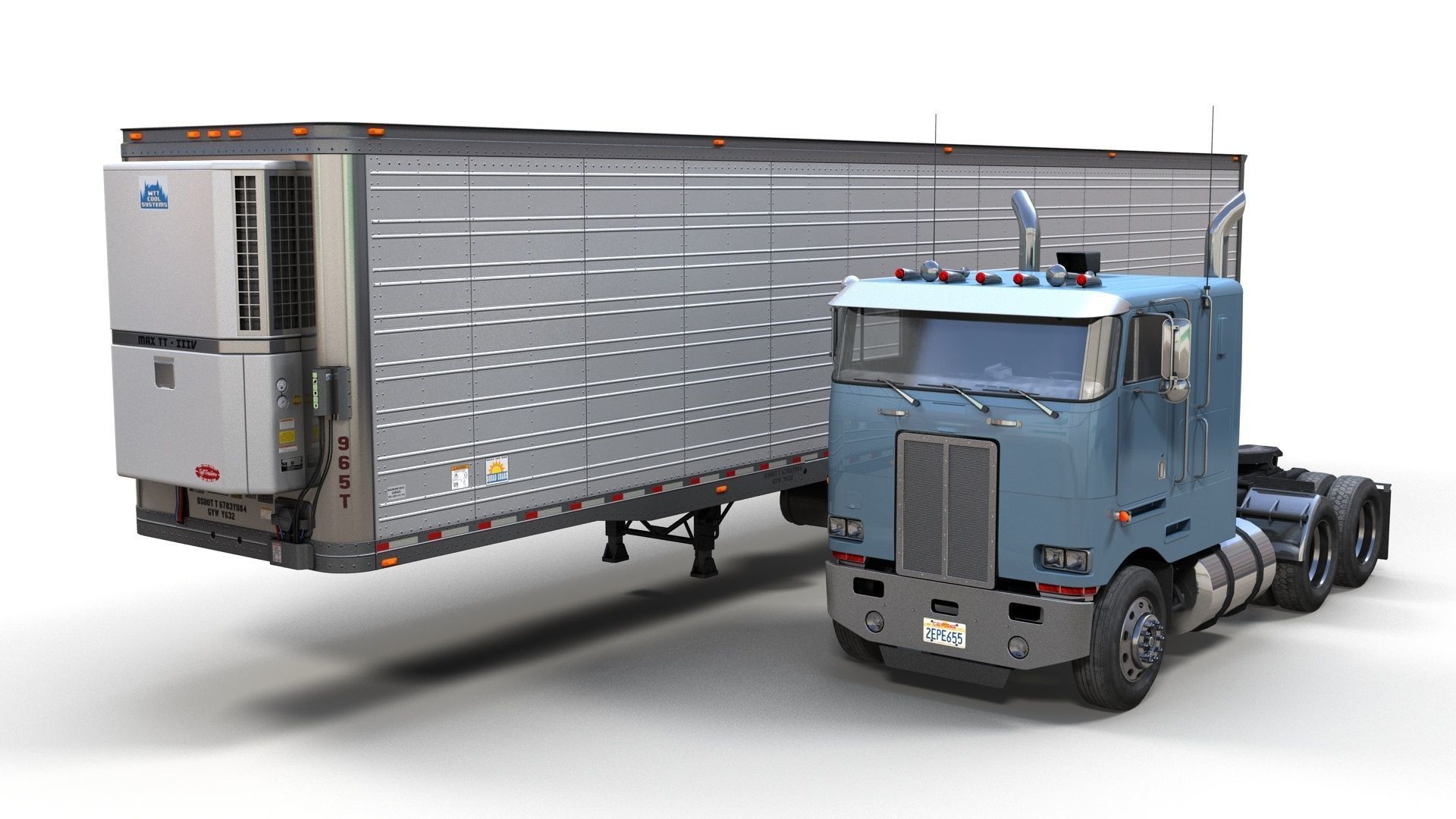 Peterbilt 362 van trailer truck Low-poly 3D model_9