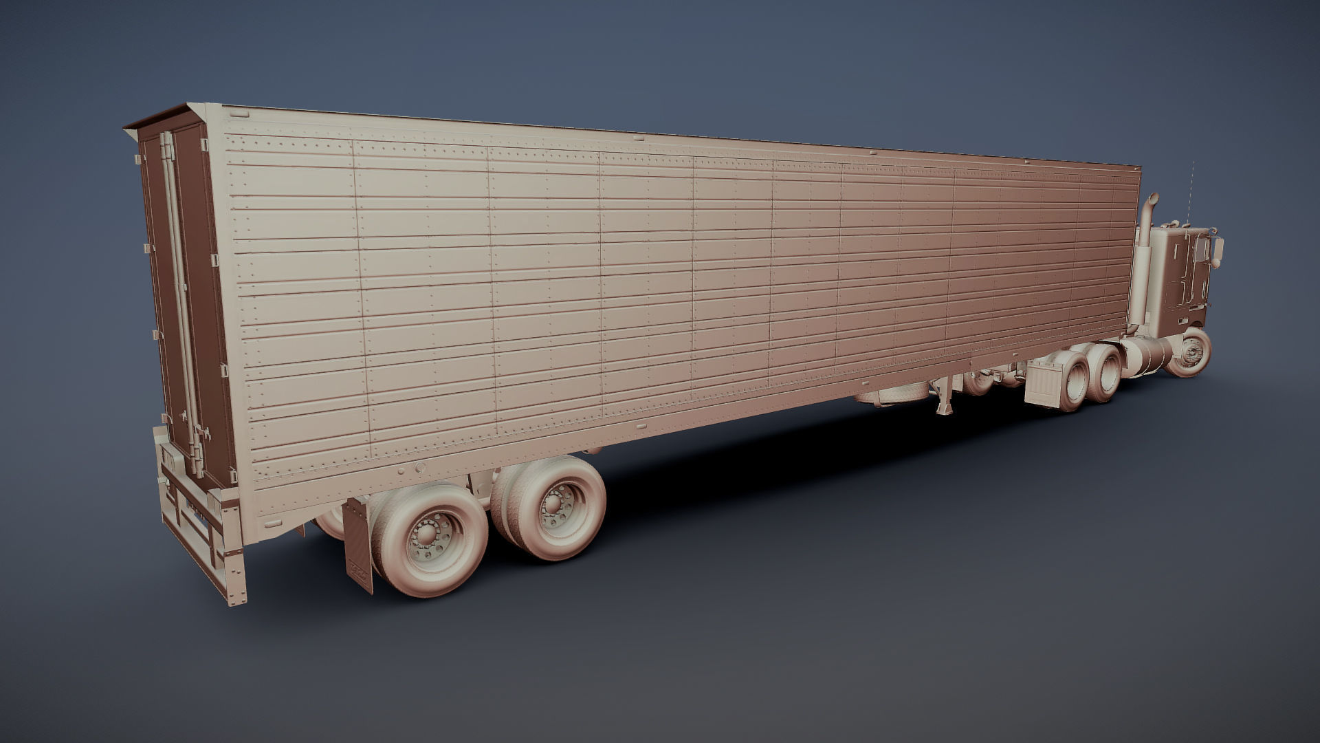 Peterbilt 362 van trailer truck Low-poly 3D model_32
