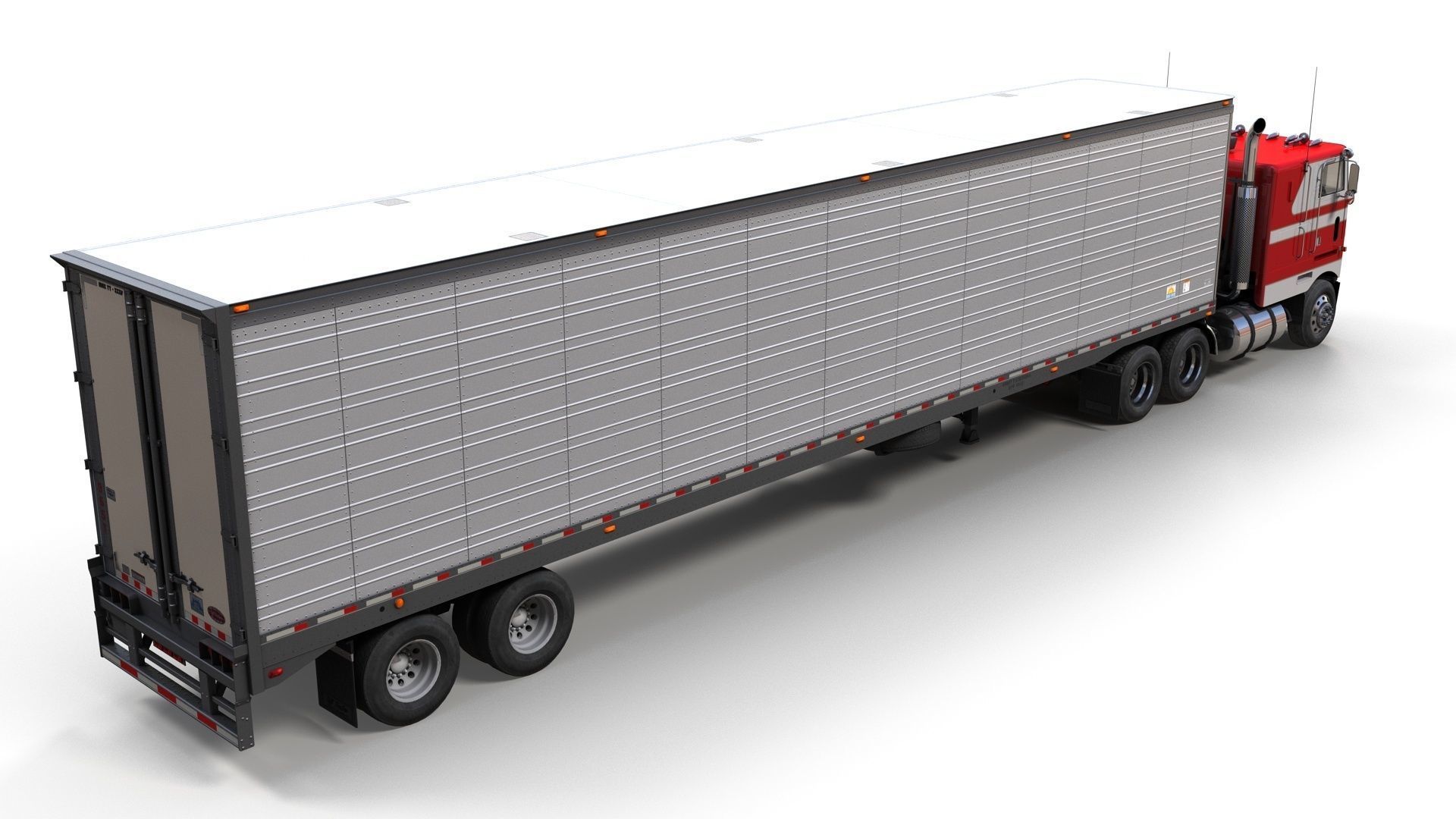 Peterbilt 362 van trailer truck Low-poly 3D model_2