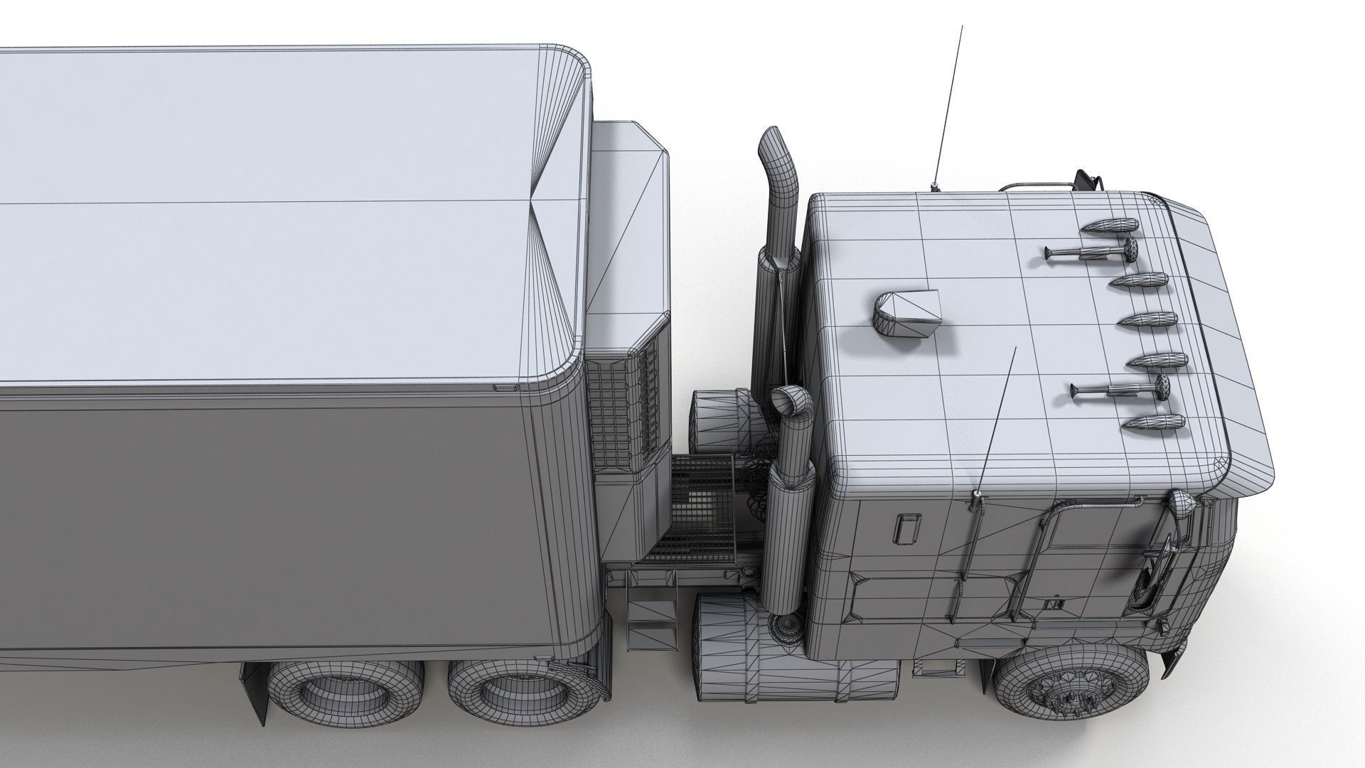 Peterbilt 362 van trailer truck Low-poly 3D model_15