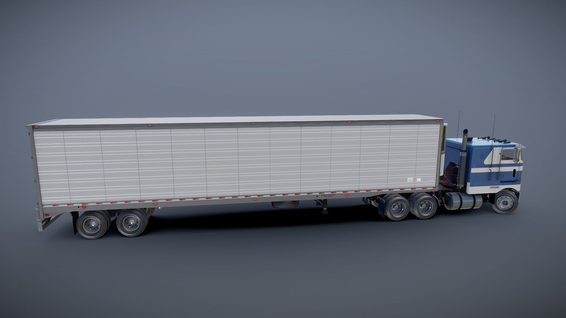 Peterbilt 362 van trailer truck Low-poly 3D model_25