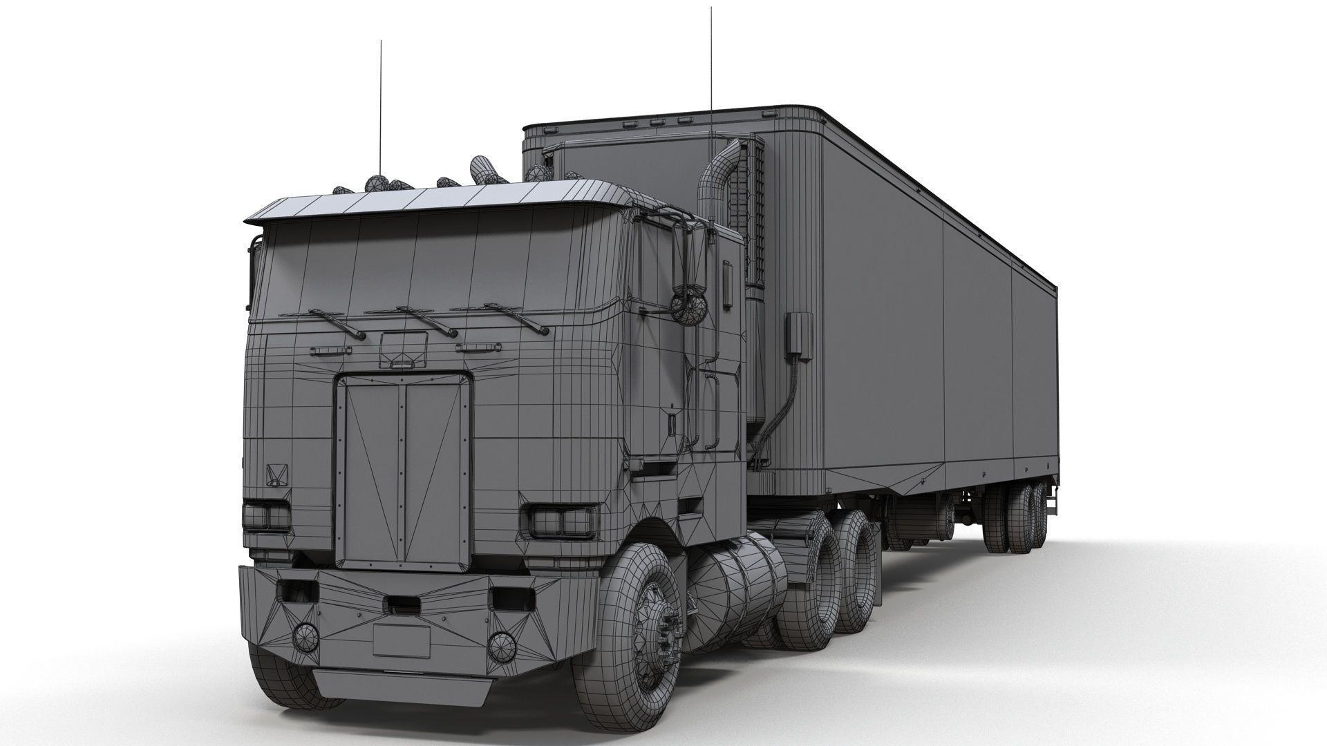 Peterbilt 362 van trailer truck Low-poly 3D model_20