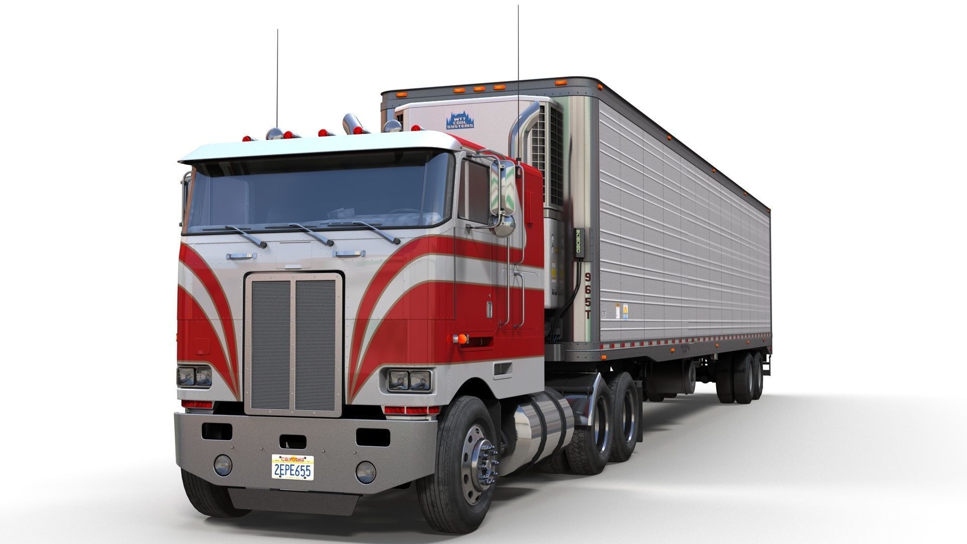 Peterbilt 362 van trailer truck Low-poly 3D model_8