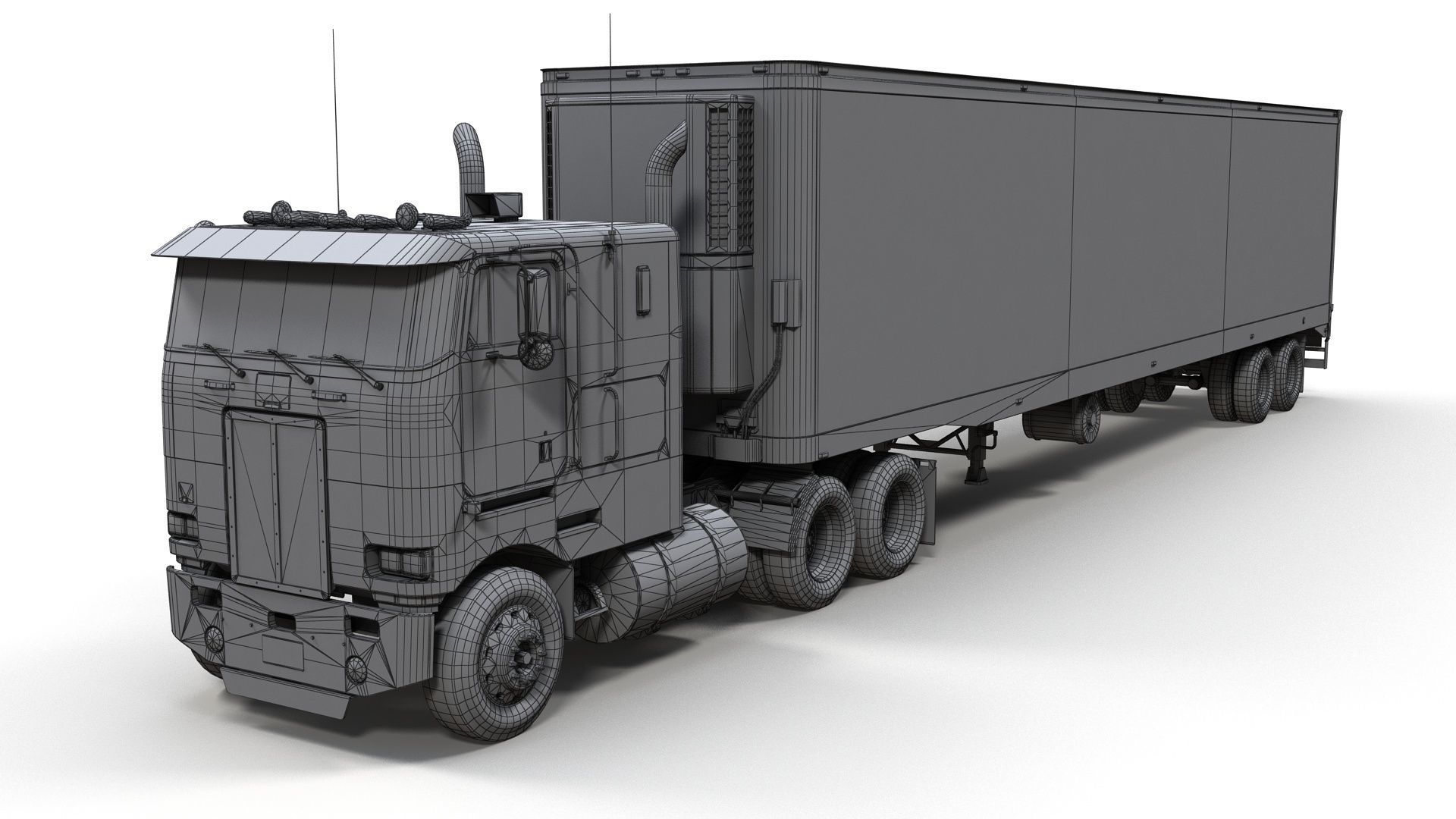 Peterbilt 362 van trailer truck Low-poly 3D model_13