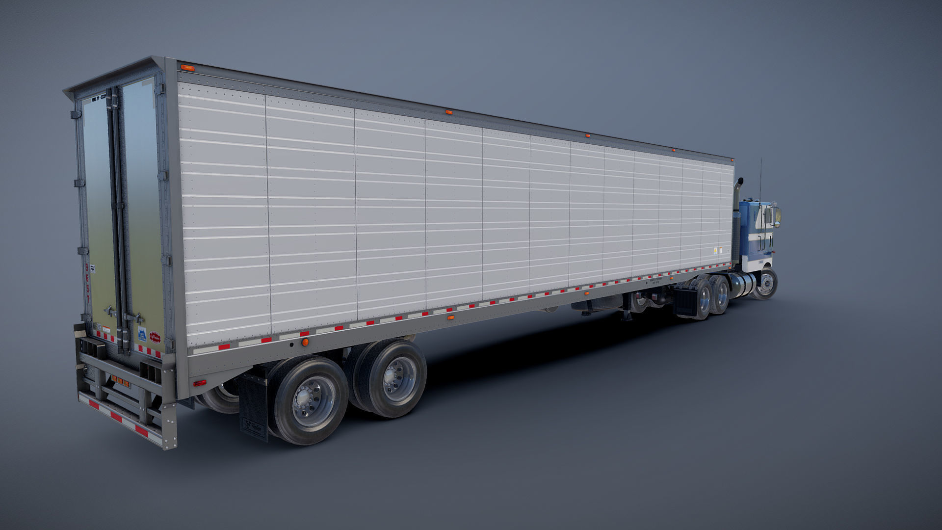 Peterbilt 362 van trailer truck Low-poly 3D model_23