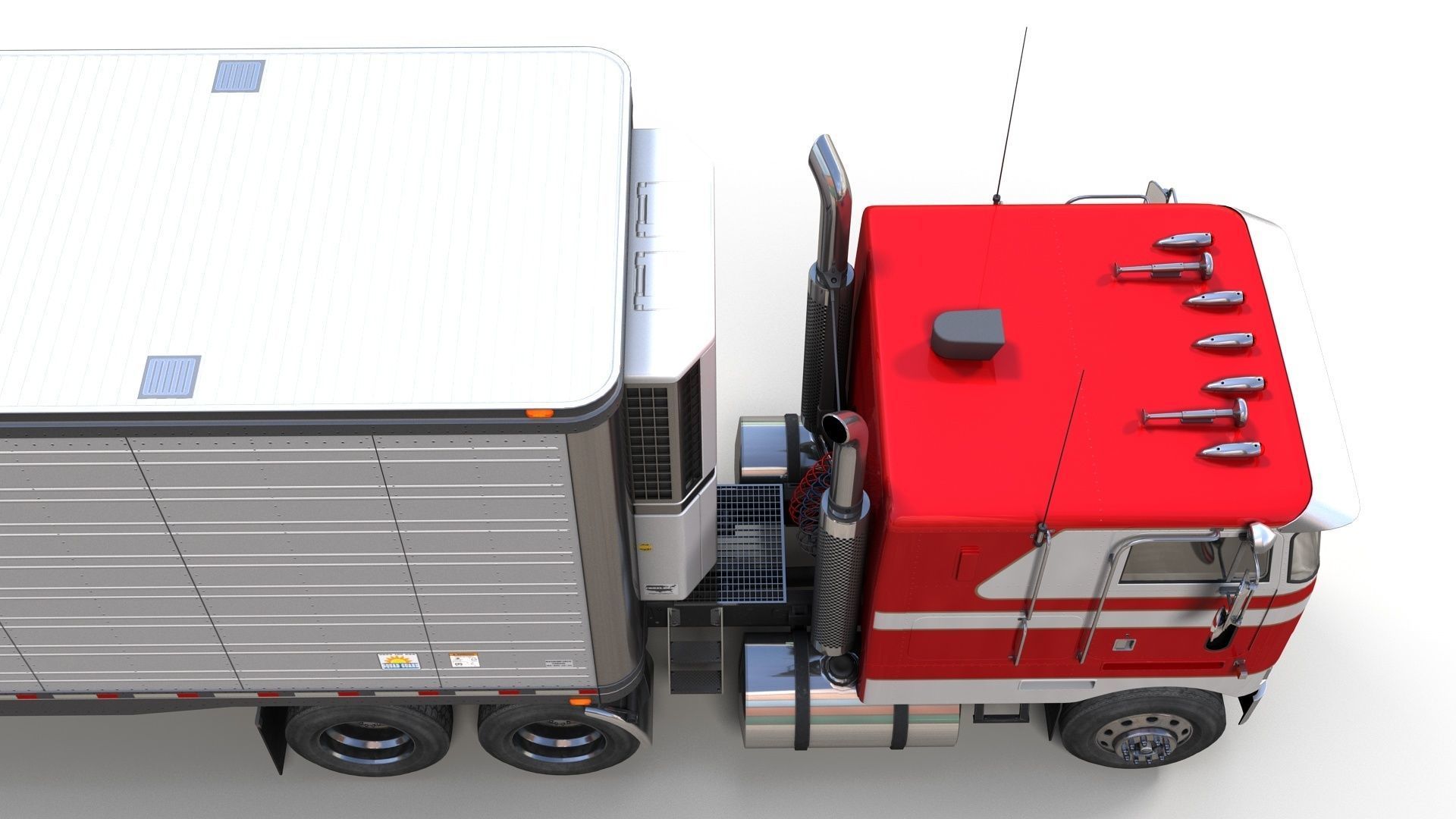 Peterbilt 362 van trailer truck Low-poly 3D model_3