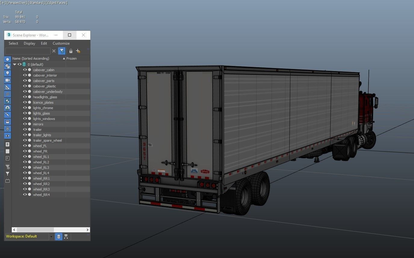 Peterbilt 362 van trailer truck Low-poly 3D model_35