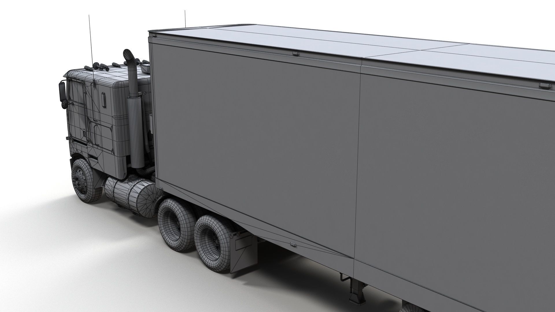 Peterbilt 362 van trailer truck Low-poly 3D model_16