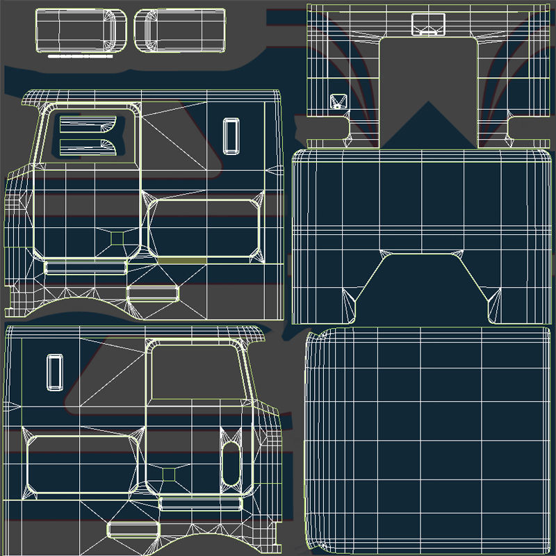 Peterbilt 362 van trailer truck Low-poly 3D model_39