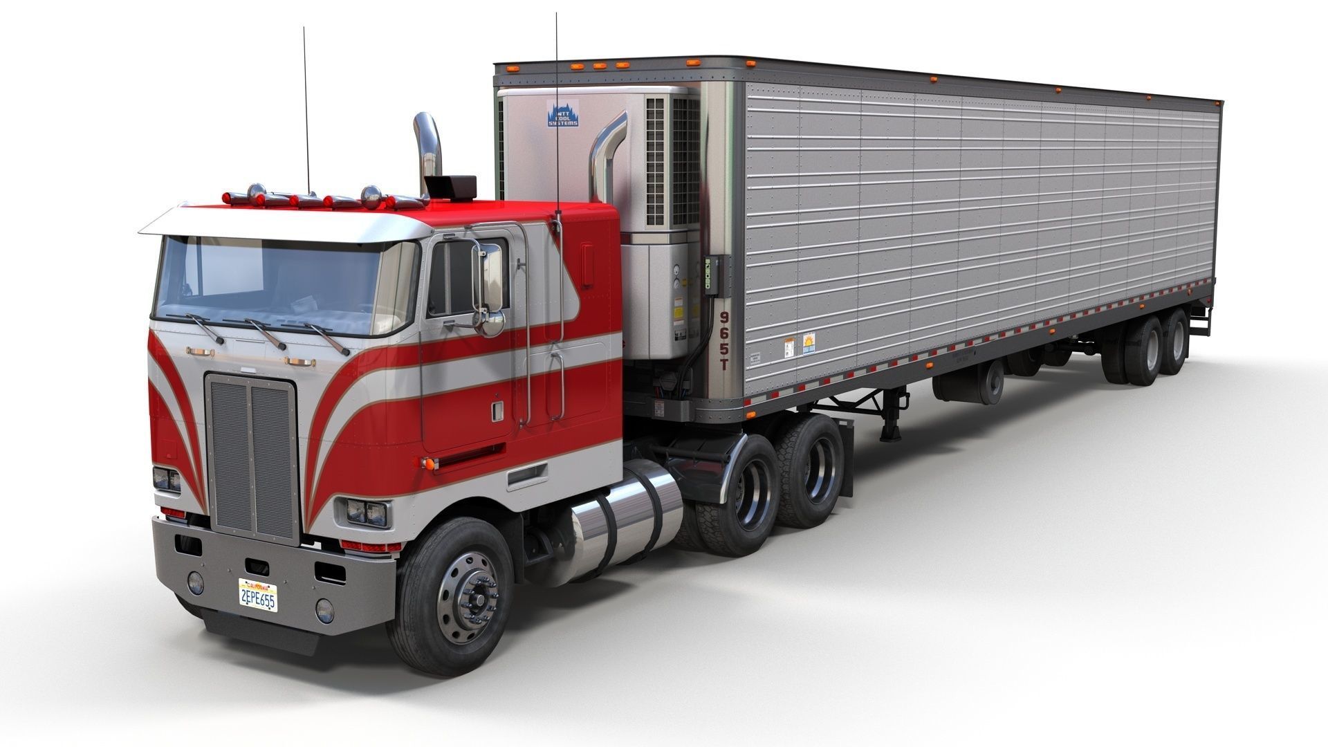 Peterbilt 362 van trailer truck Low-poly 3D model_1