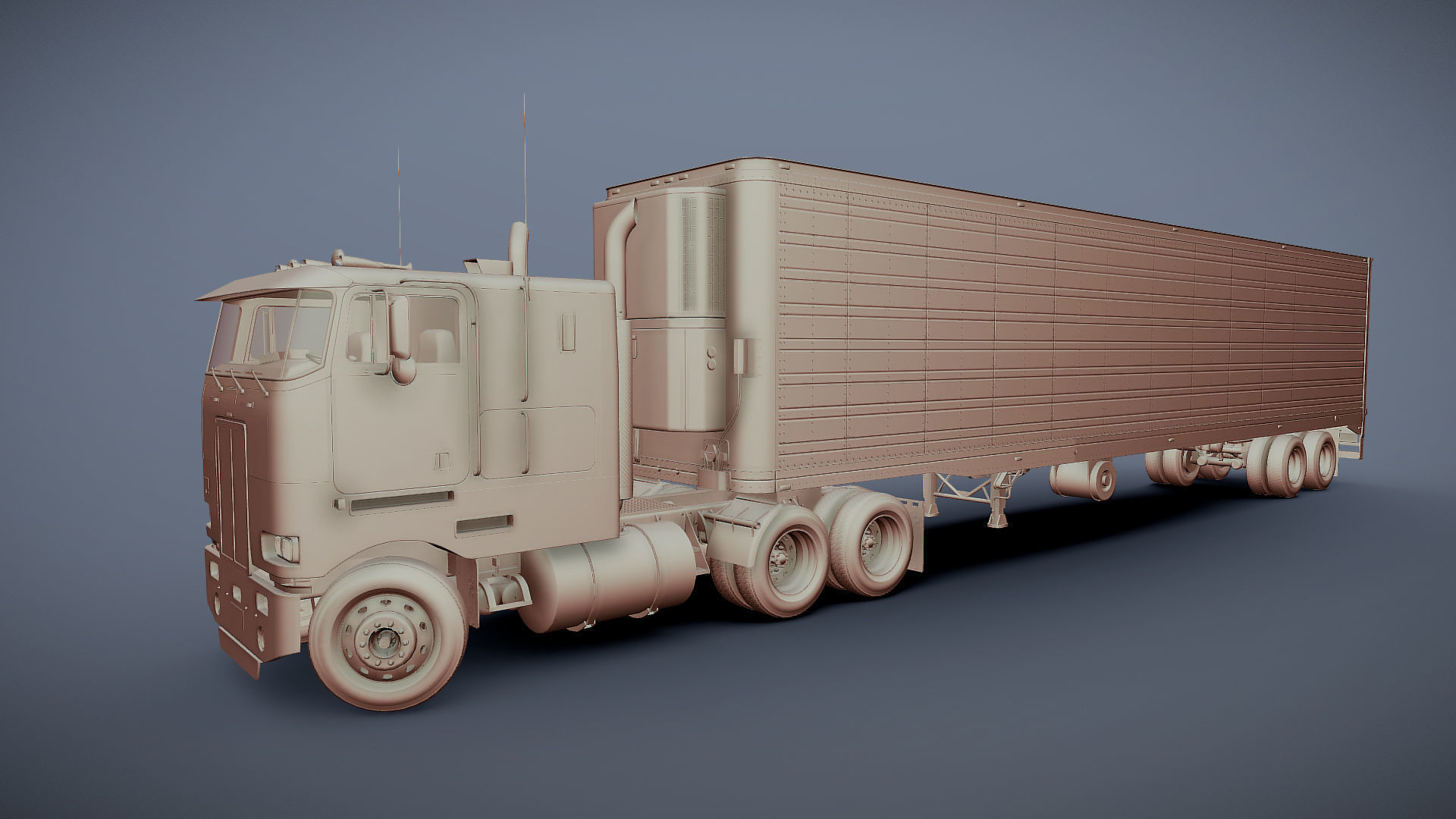 Peterbilt 362 van trailer truck Low-poly 3D model_31