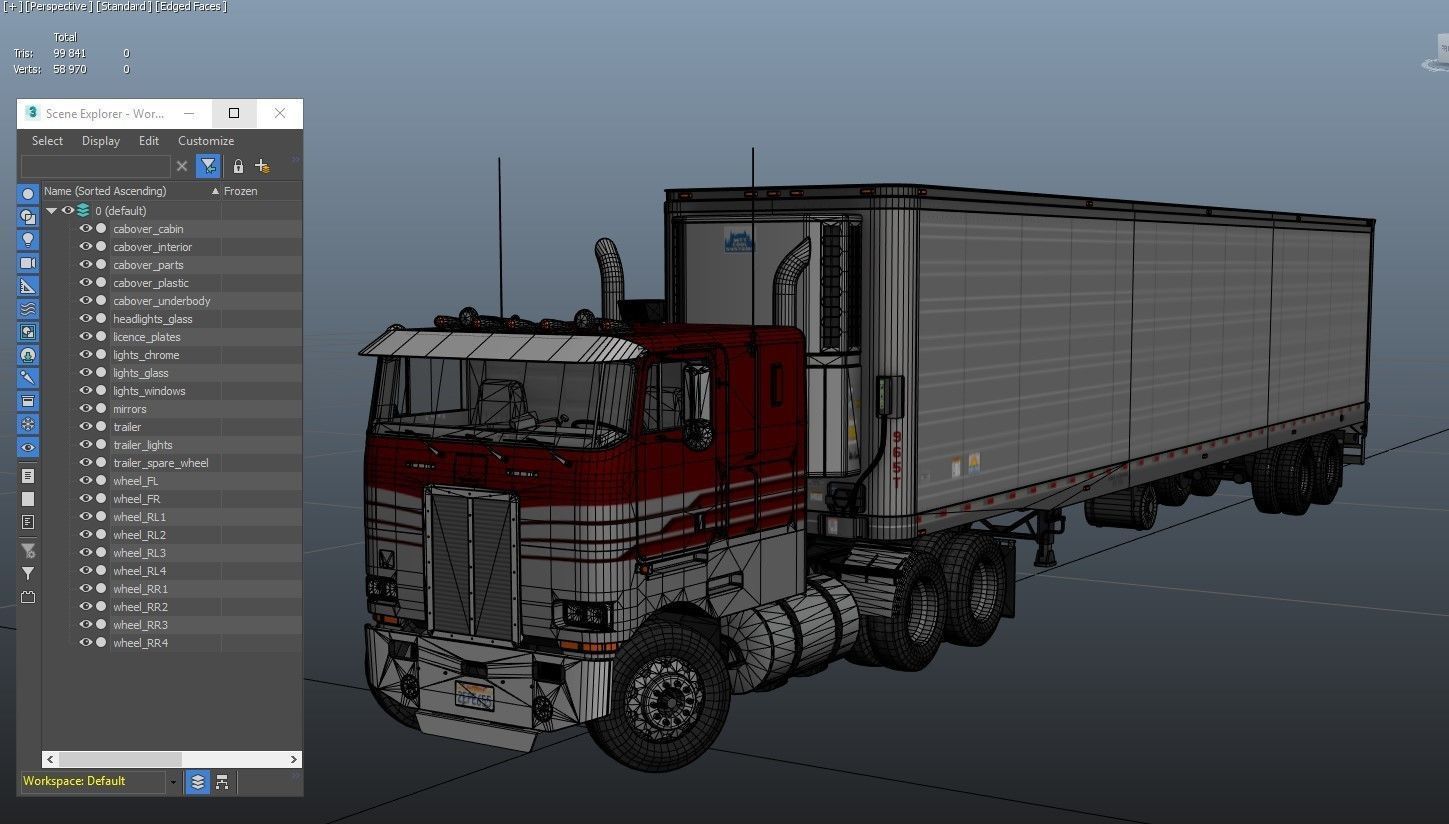Peterbilt 362 van trailer truck Low-poly 3D model_34