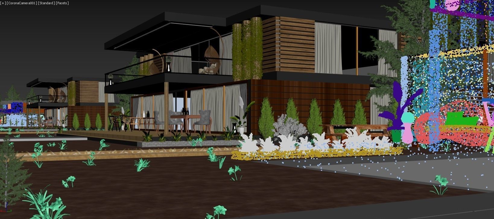 Modern House Garden Landscape Design Realistic Render - 2022 3D model_3