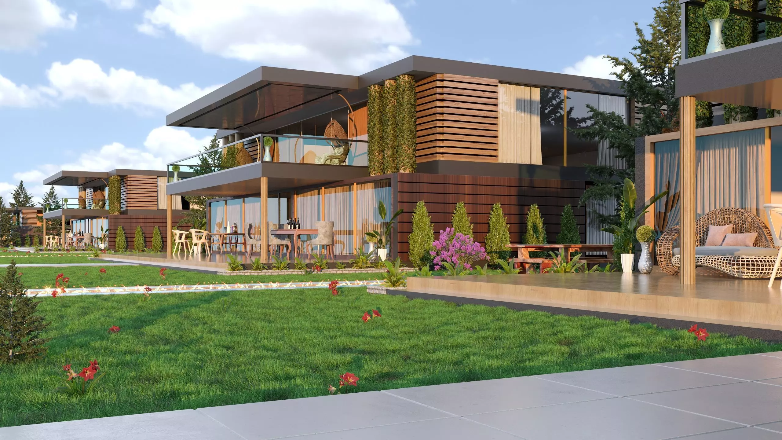 Modern House Garden Landscape Design Realistic Render - 2022 3D model_0