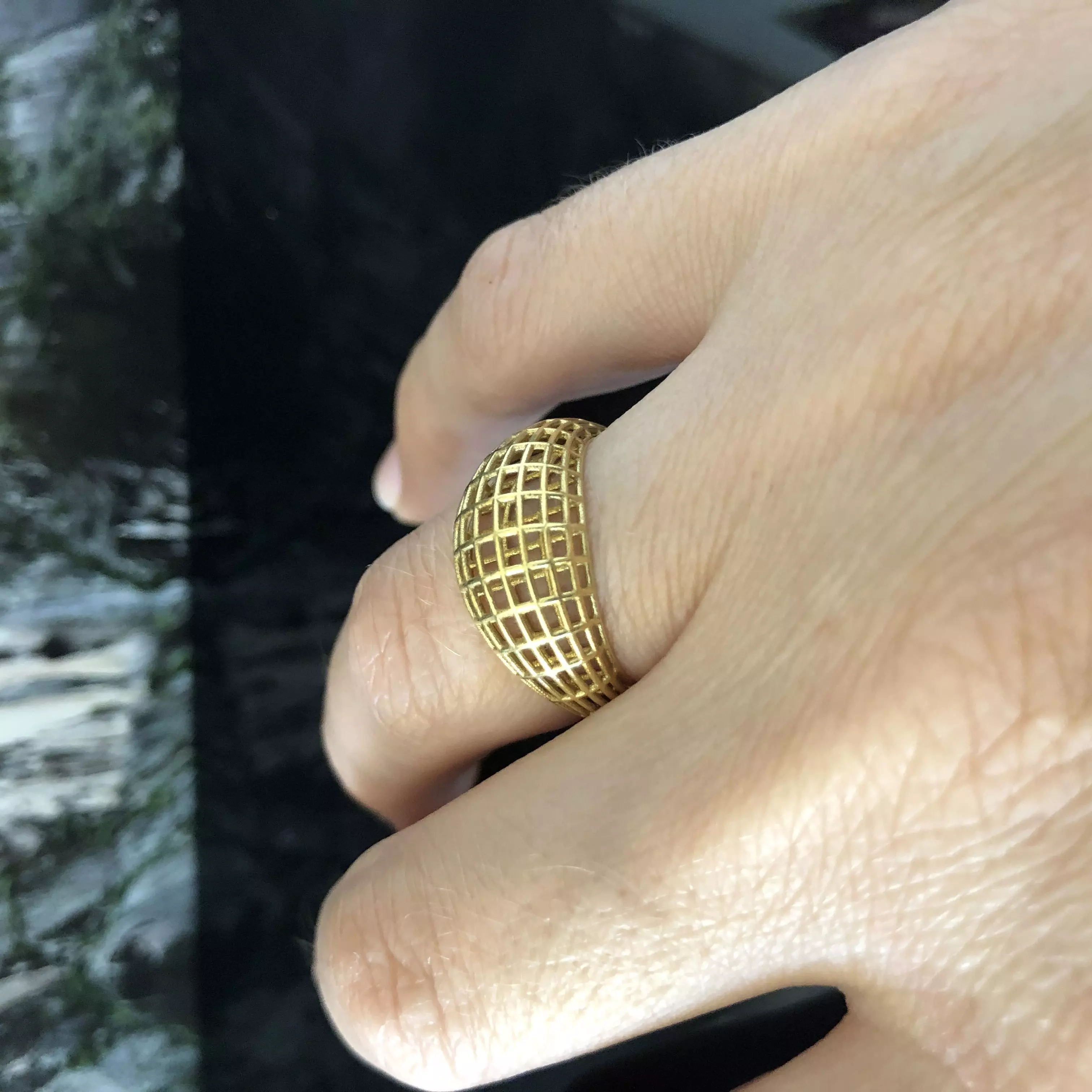 Fashion Cage Ring 3D Print Model Render And Real Detail 3D print model_0