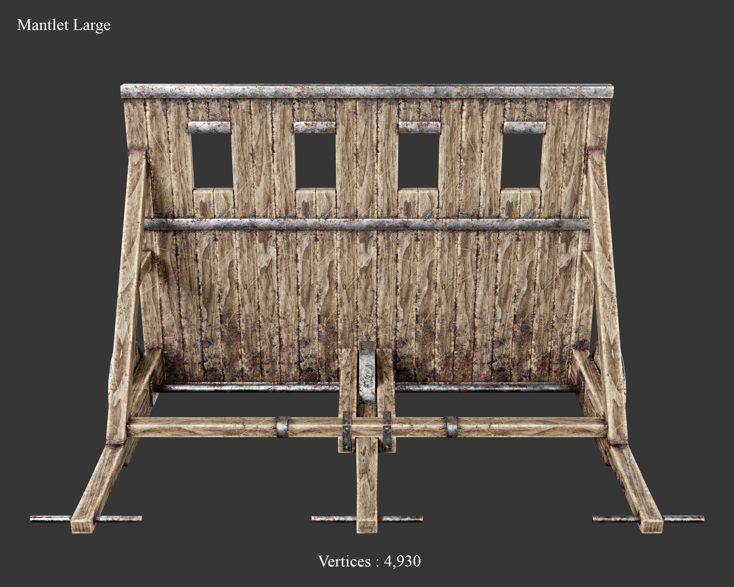 Medieval Defense Wood Mantlet Low-poly 3D model_6