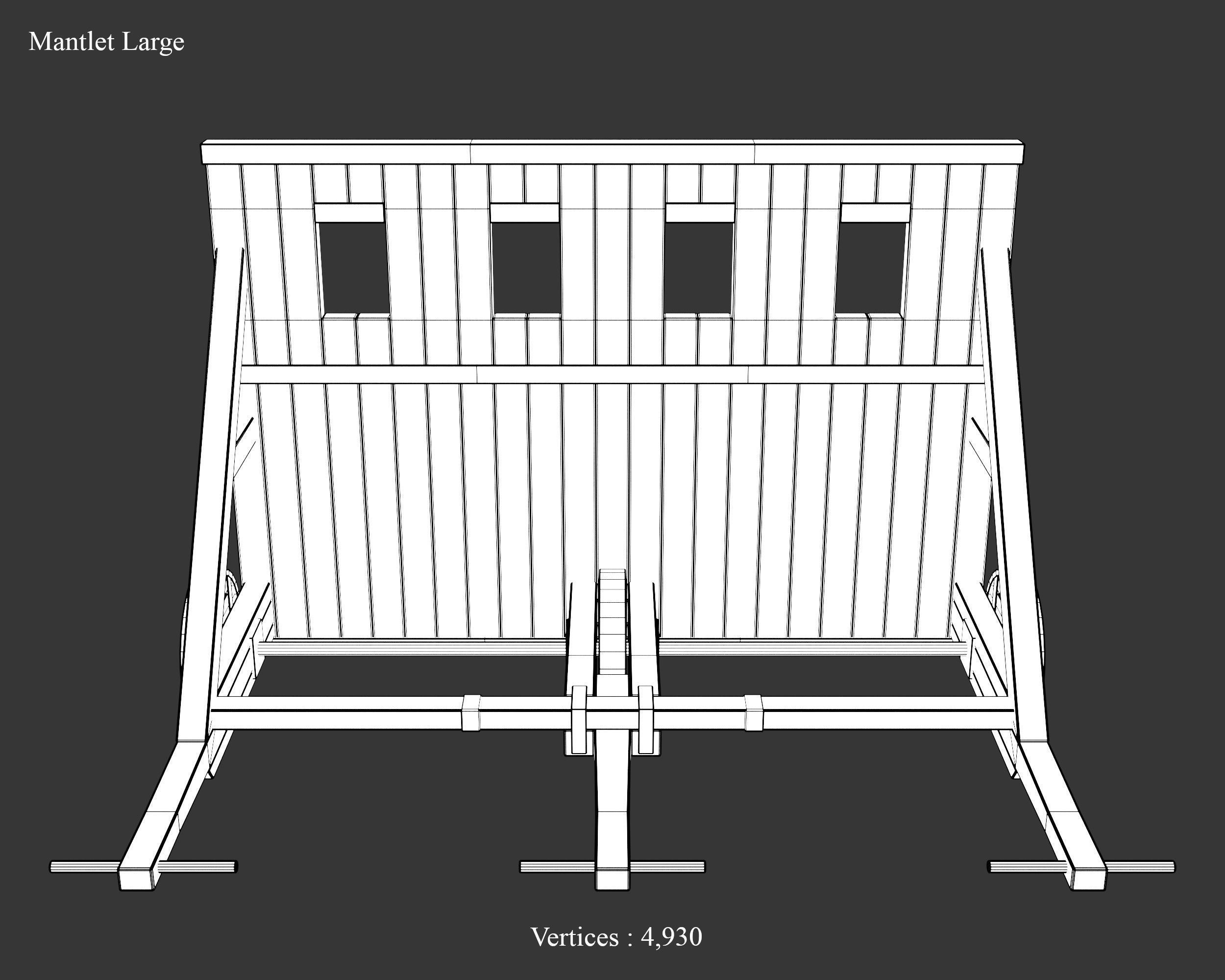 Medieval Defense Wood Mantlet Low-poly 3D model_8