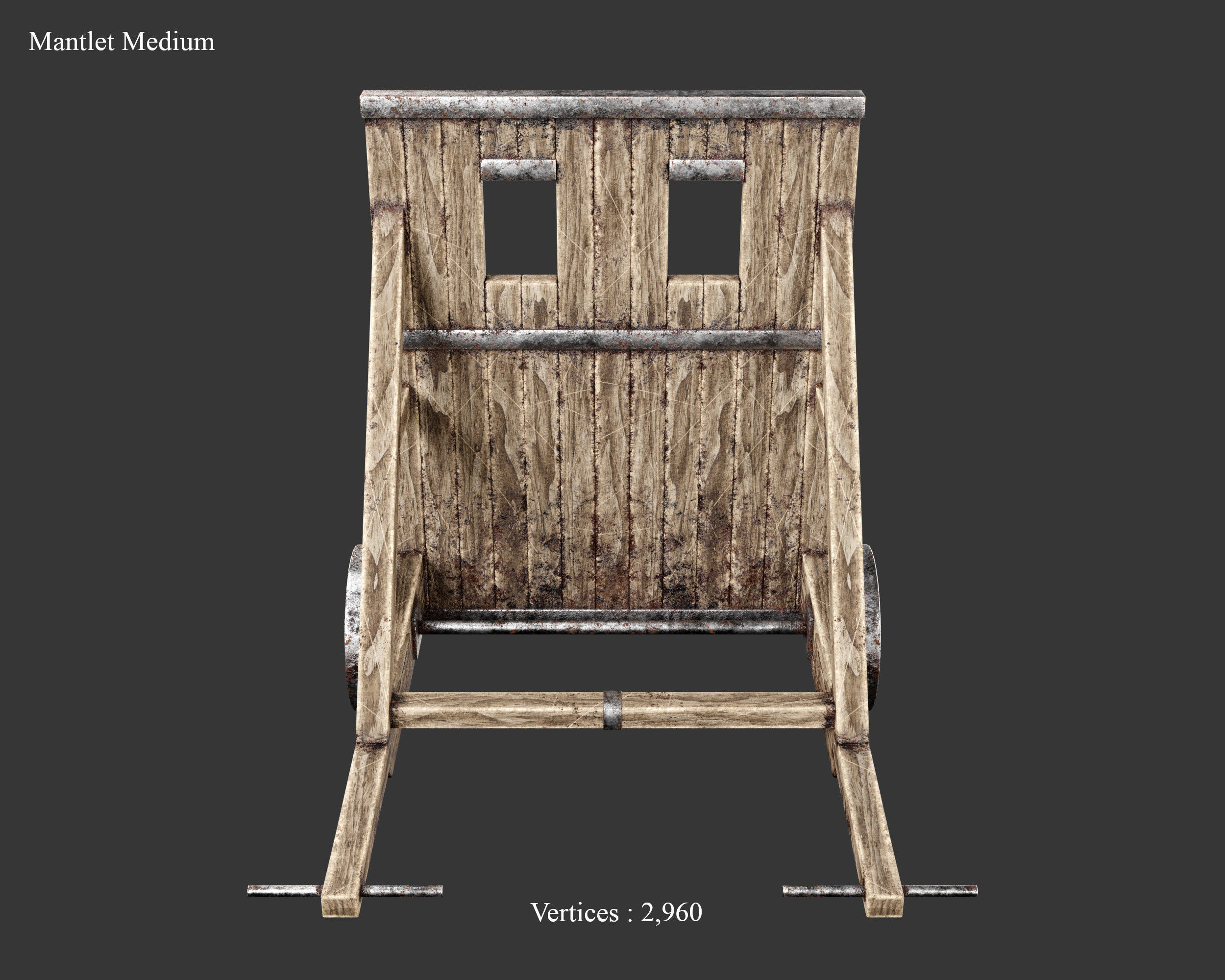 Medieval Defense Wood Mantlet Low-poly 3D model_12