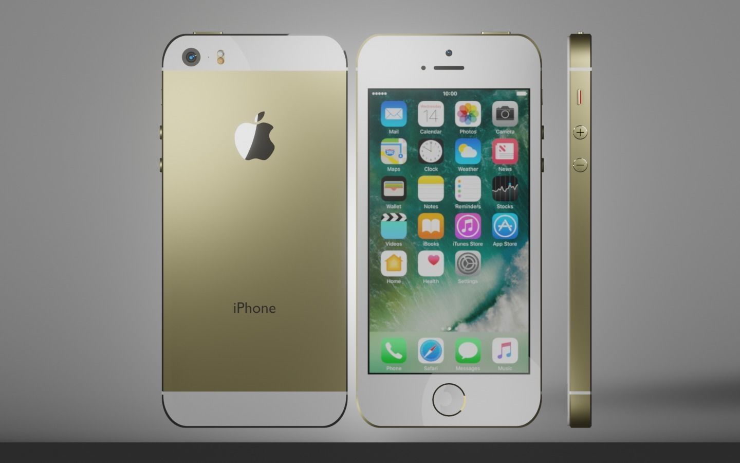 IPhone 5s Gold and Silver Low-poly 3D model_1