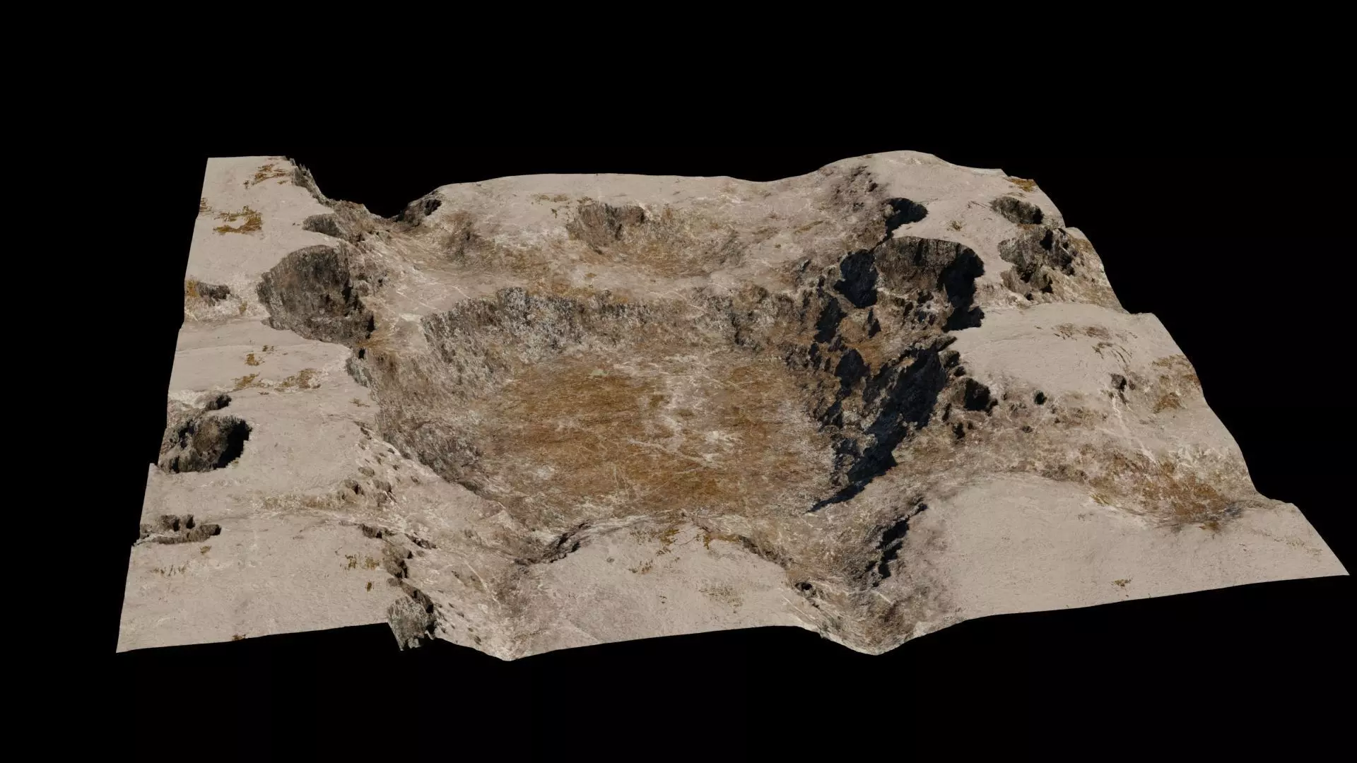 Crater 3D model rock formation in desert Low-poly 3D model