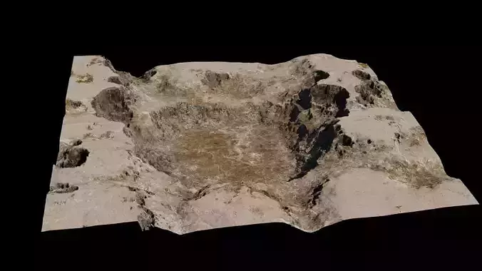 Crater 3D model rock formation in desert