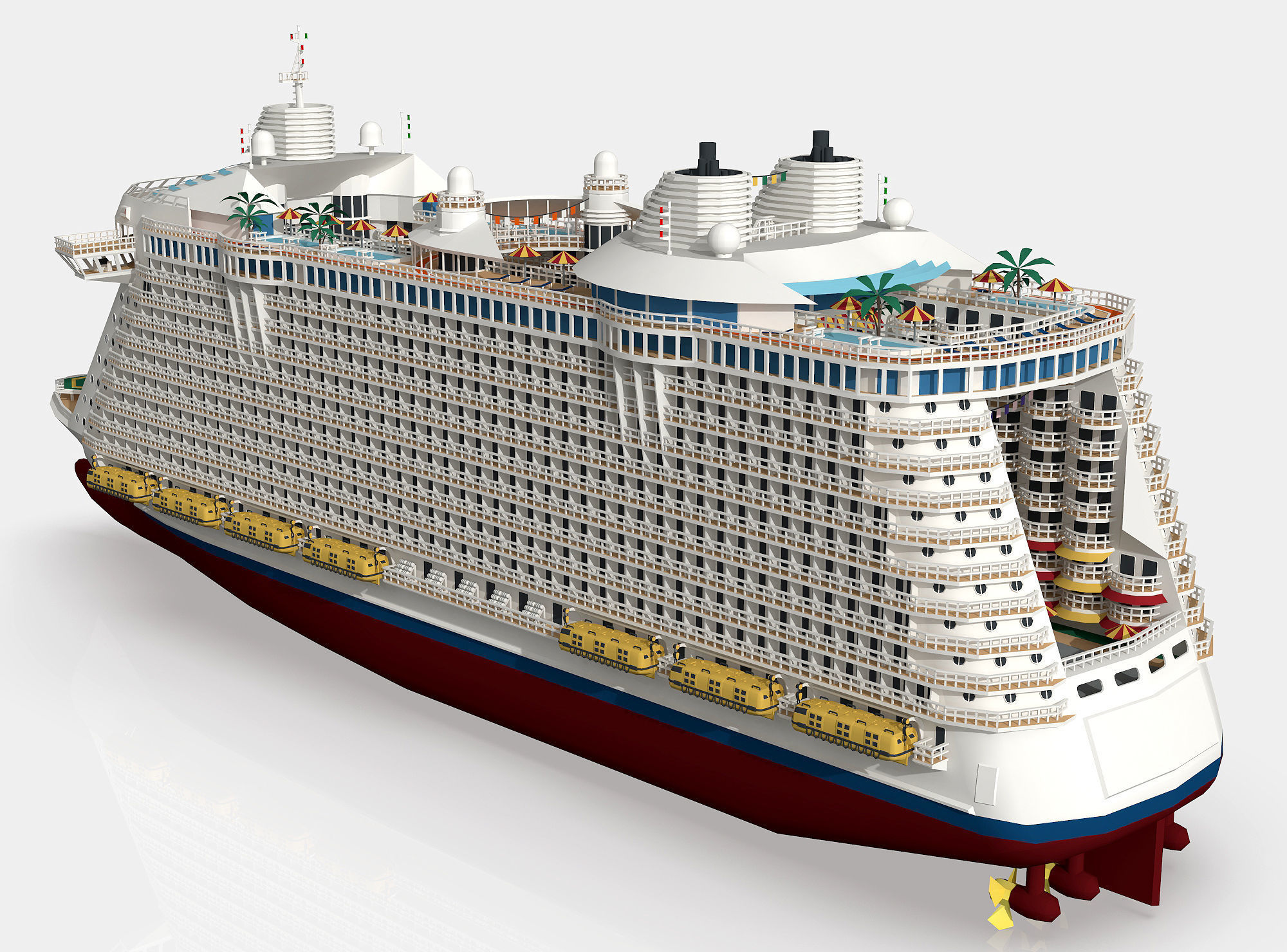 Passenger Ship Low-poly 3D model_7