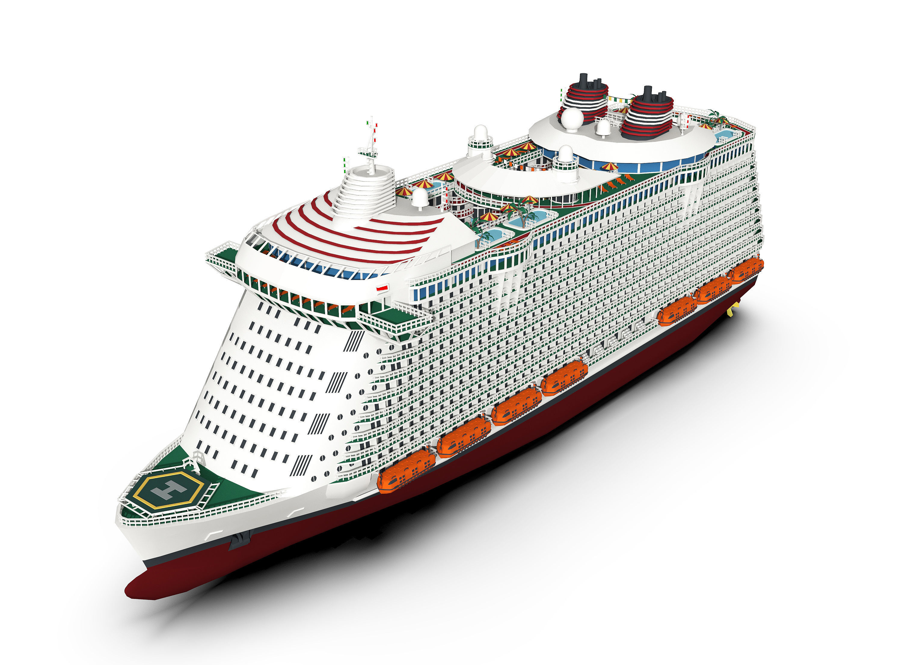 Passenger Ship Low-poly 3D model_10