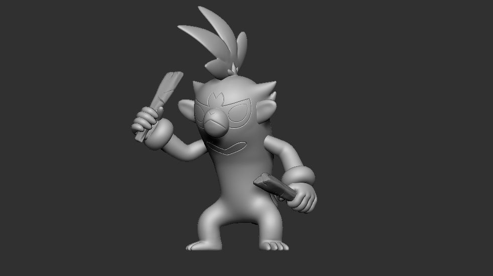pokemon grookey evolution pack 3D print model_7