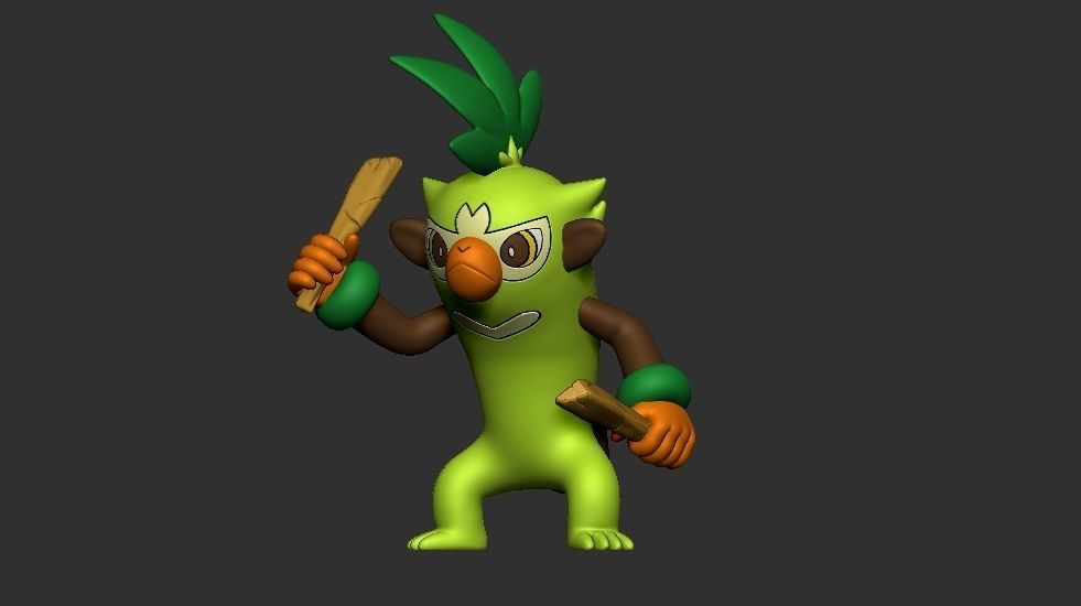 pokemon grookey evolution pack 3D print model_8