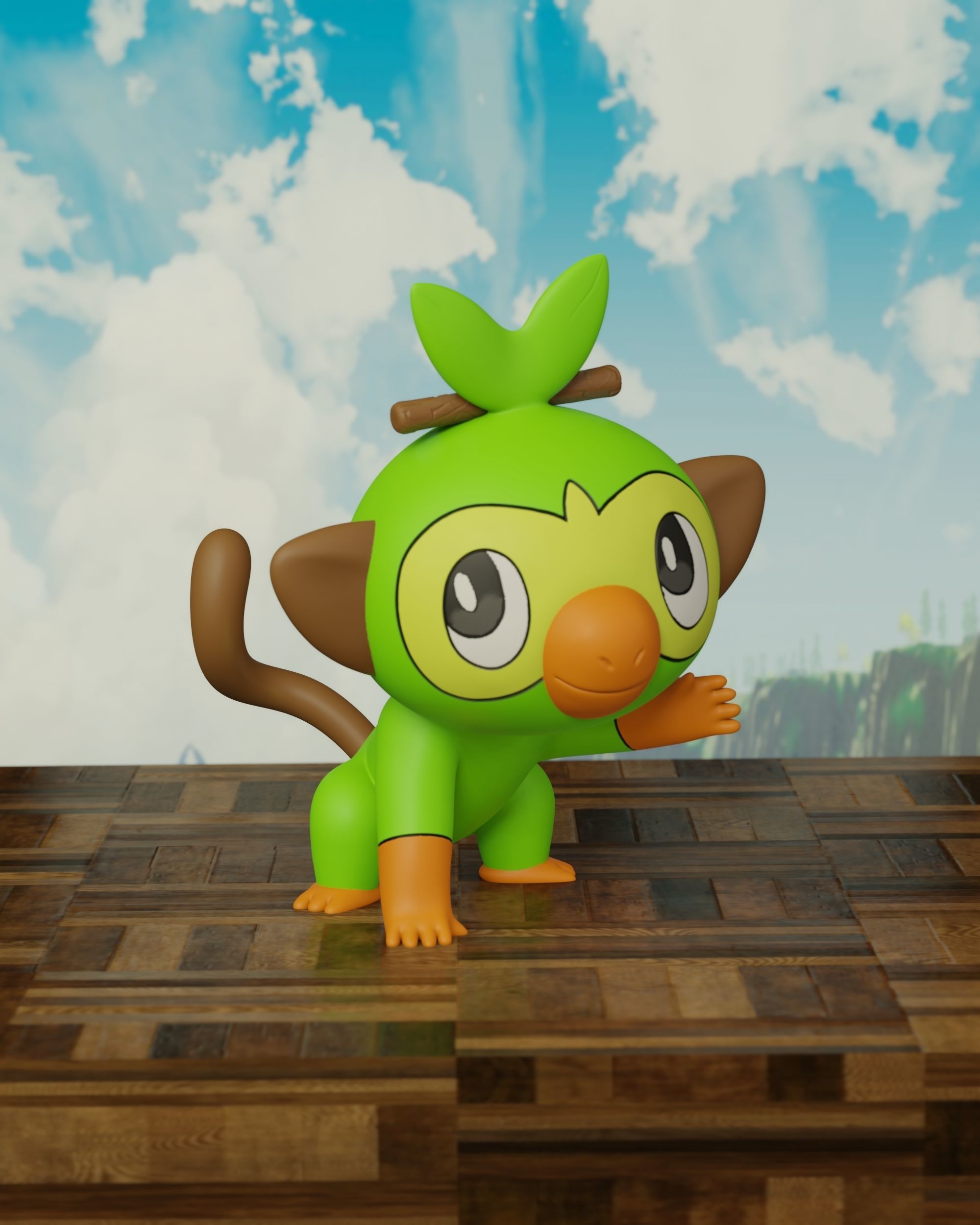pokemon grookey evolution pack 3D print model_1