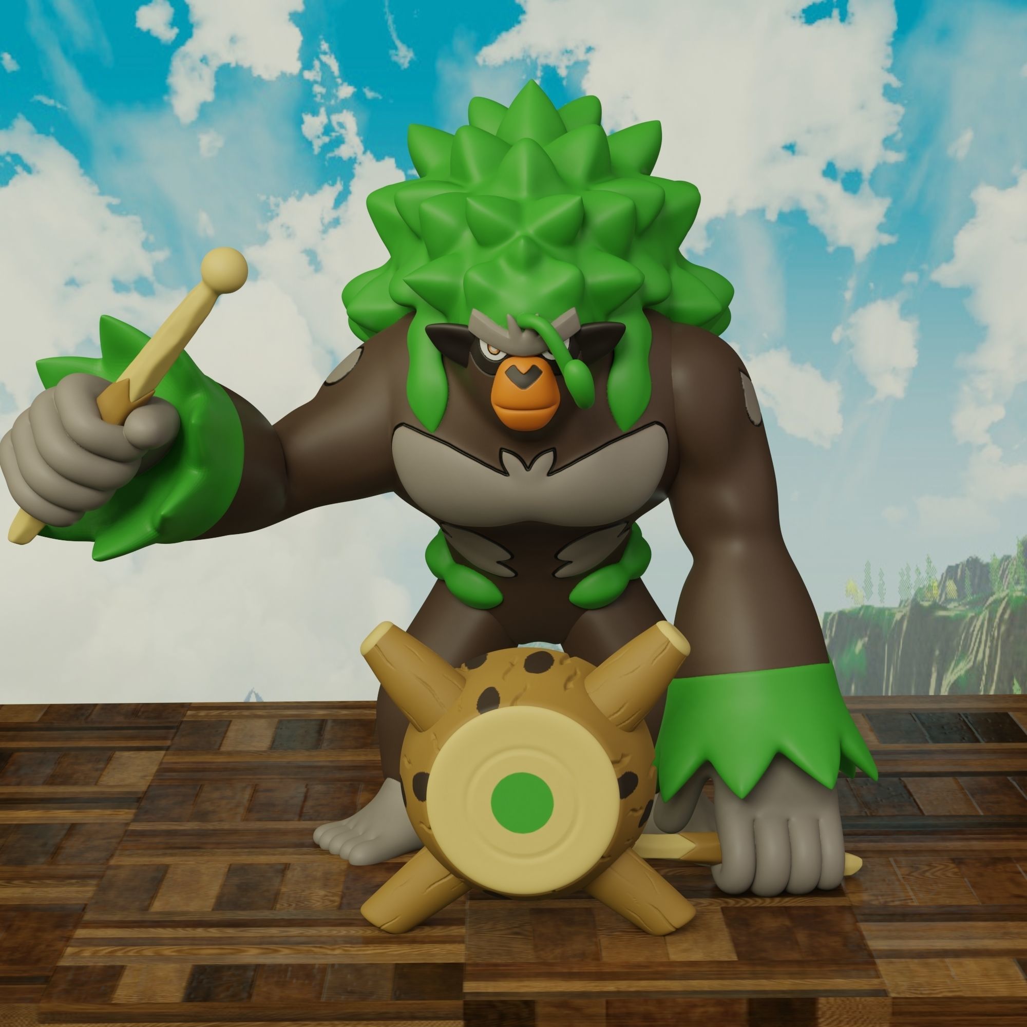 pokemon grookey evolution pack 3D print model_11