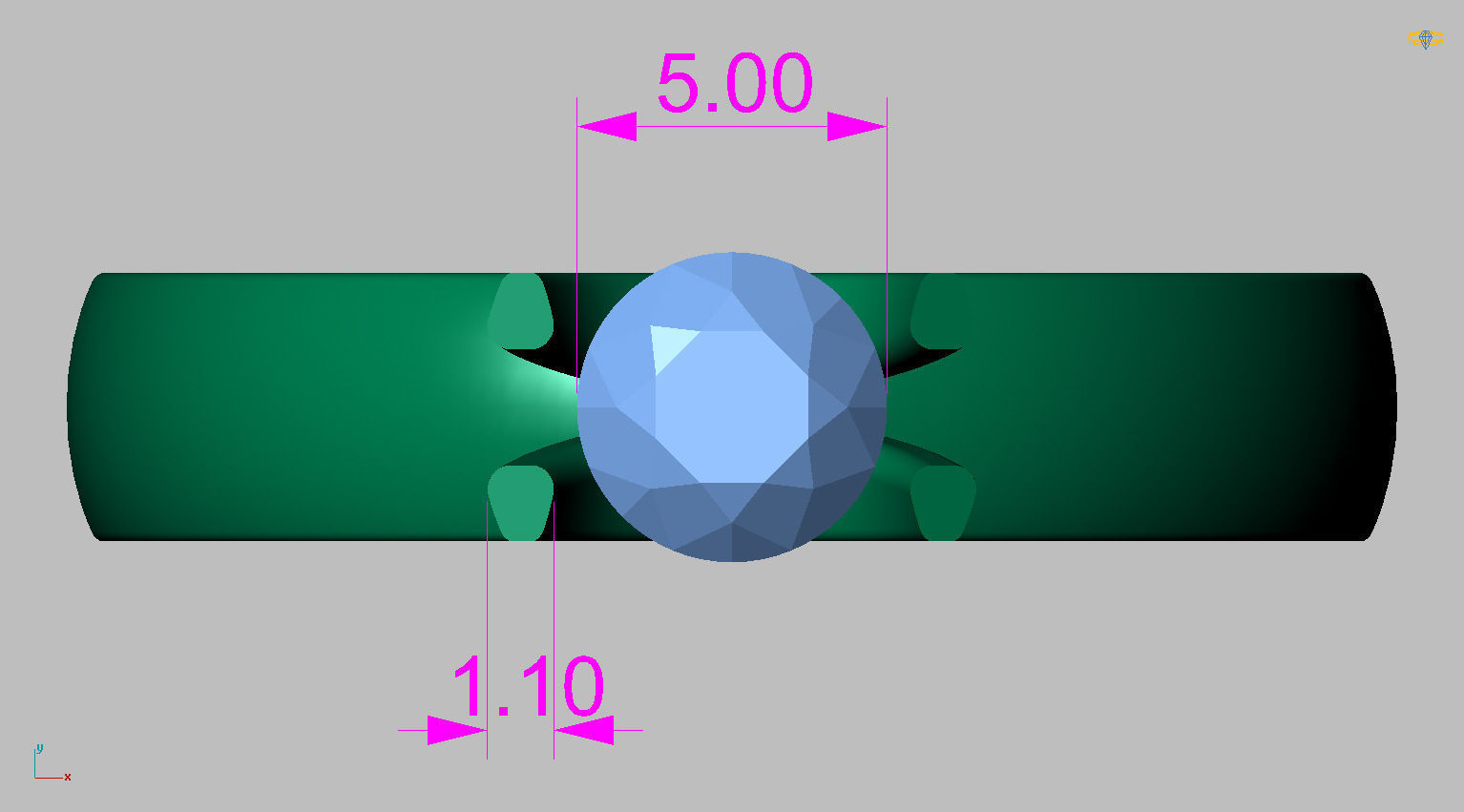 Solitaire Ring 5 00mm Gem 3D print model_7