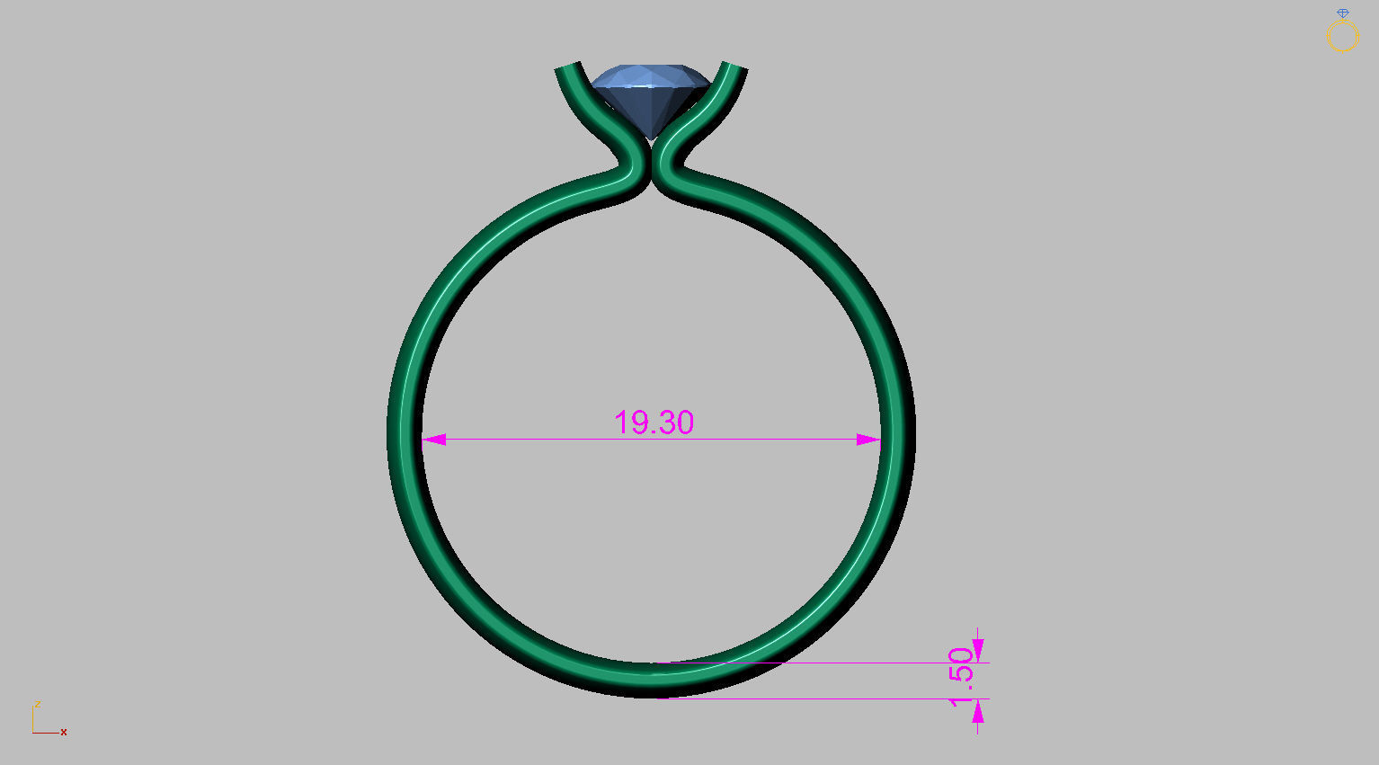 Solitaire Ring 5 00mm Gem 3D print model_8
