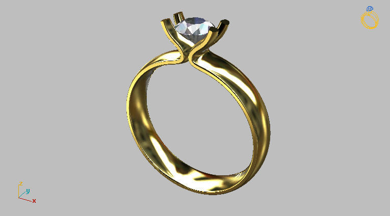 Solitaire Ring 5 00mm Gem 3D print model_5