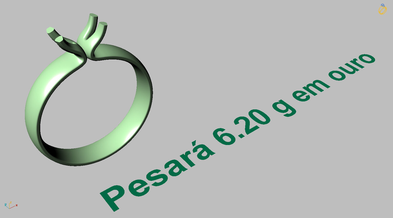 Solitaire Ring 5 00mm Gem 3D print model_10