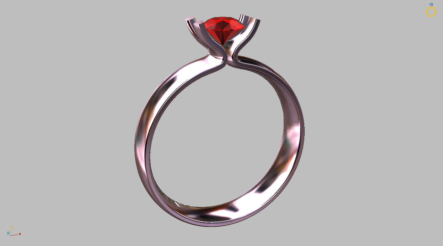 Solitaire Ring 5 00mm Gem 3D print model_2
