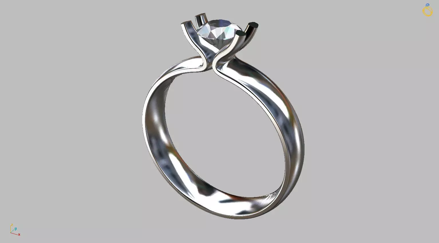 Solitaire Ring 5 00mm Gem 3D print model_0