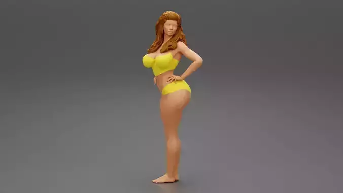 Beautiful Girl Stylish Bikini Posing Sandy Beach