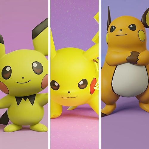 pokemon pichu evolution pack 3D print model