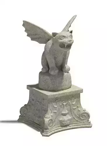 Gargoyle On Stone Pedestal