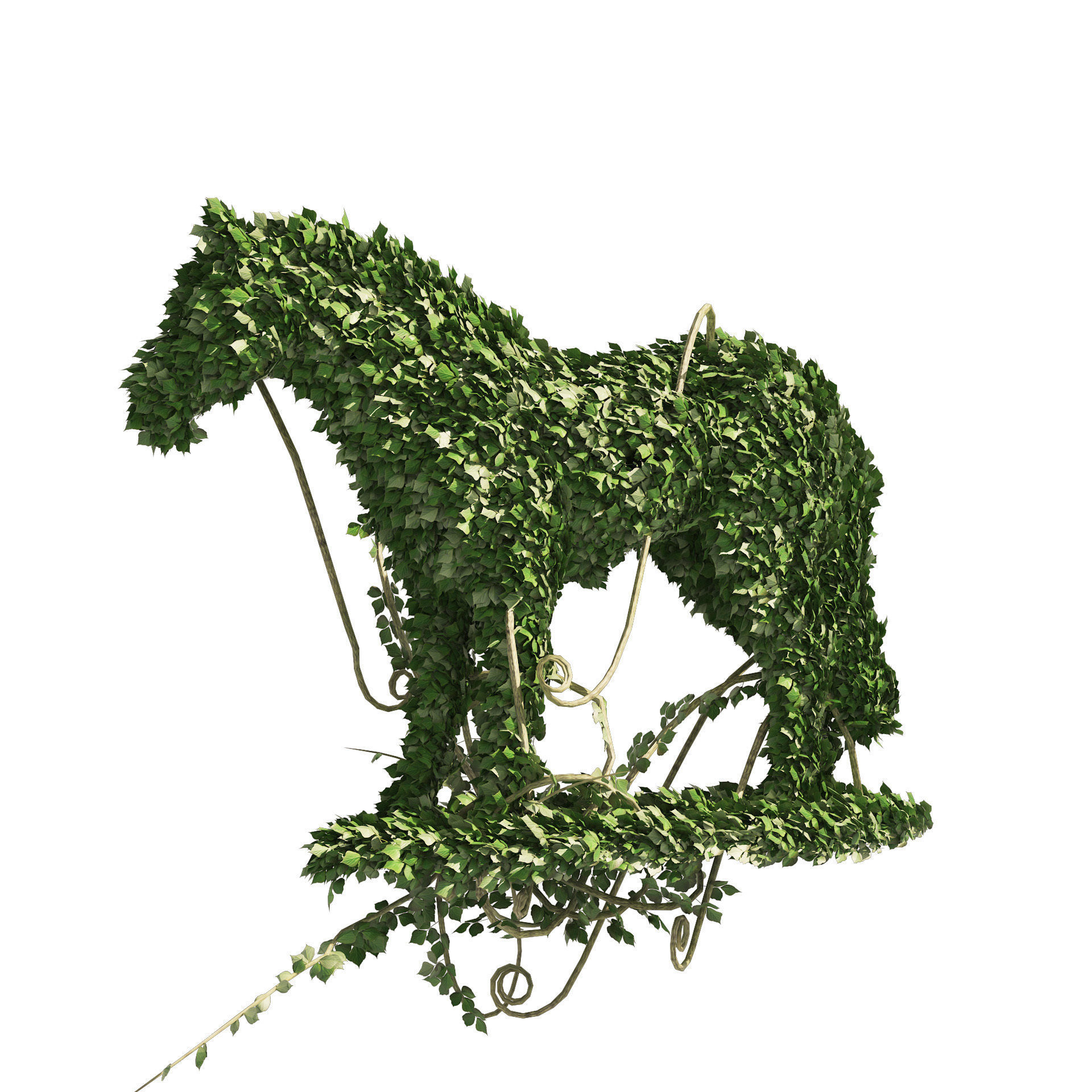 Topiary horse sculpture plant 3D model_1