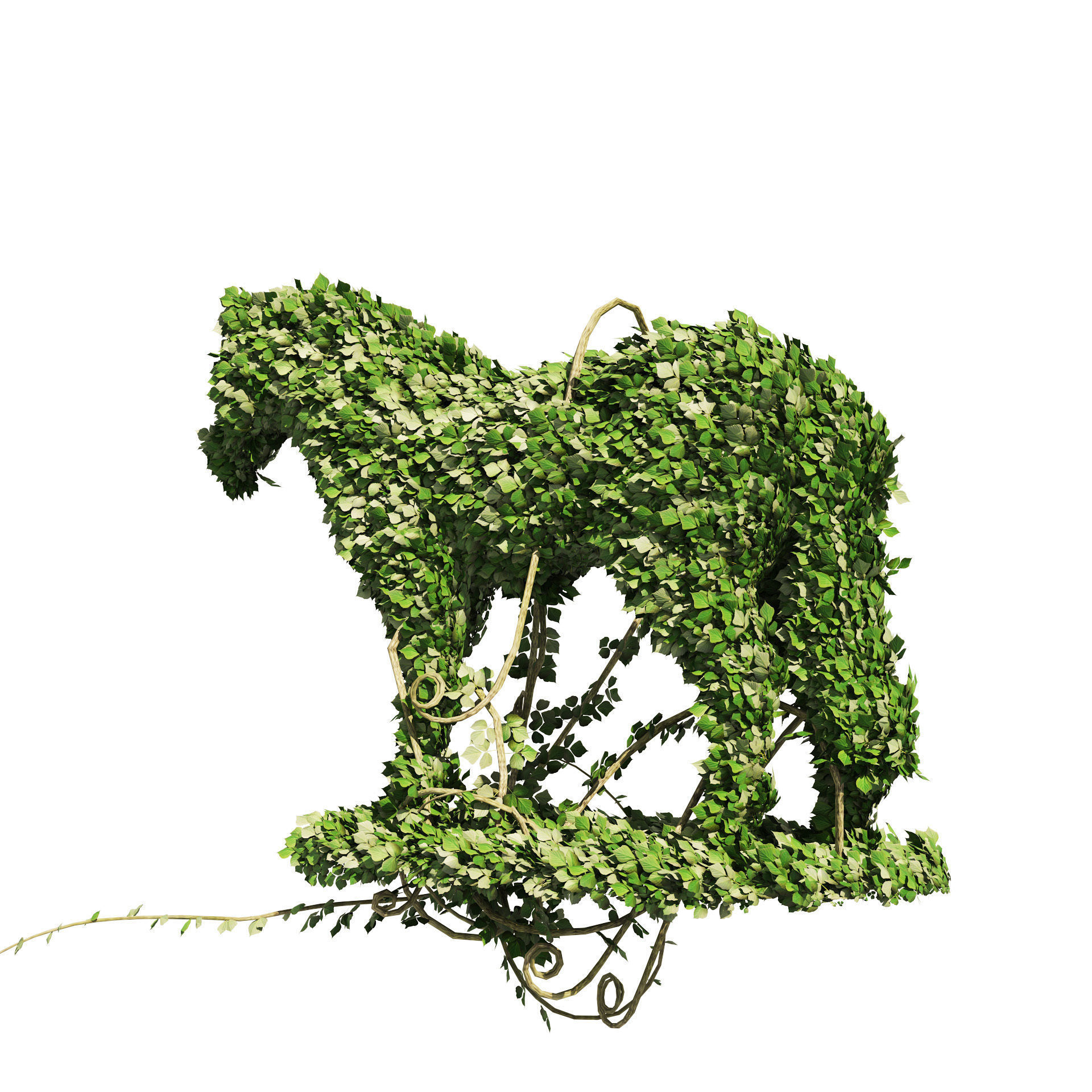 Topiary horse sculpture plant 3D model_2