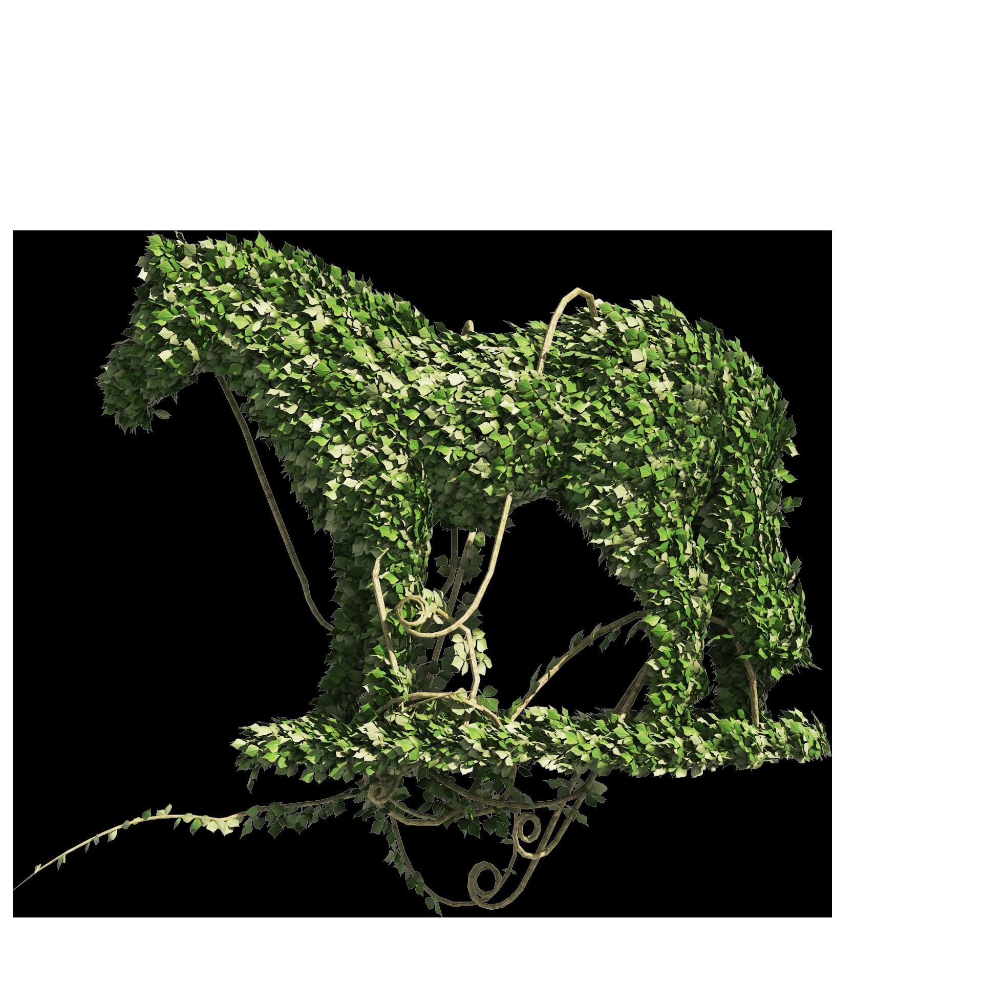 Topiary horse sculpture plant 3D model_7