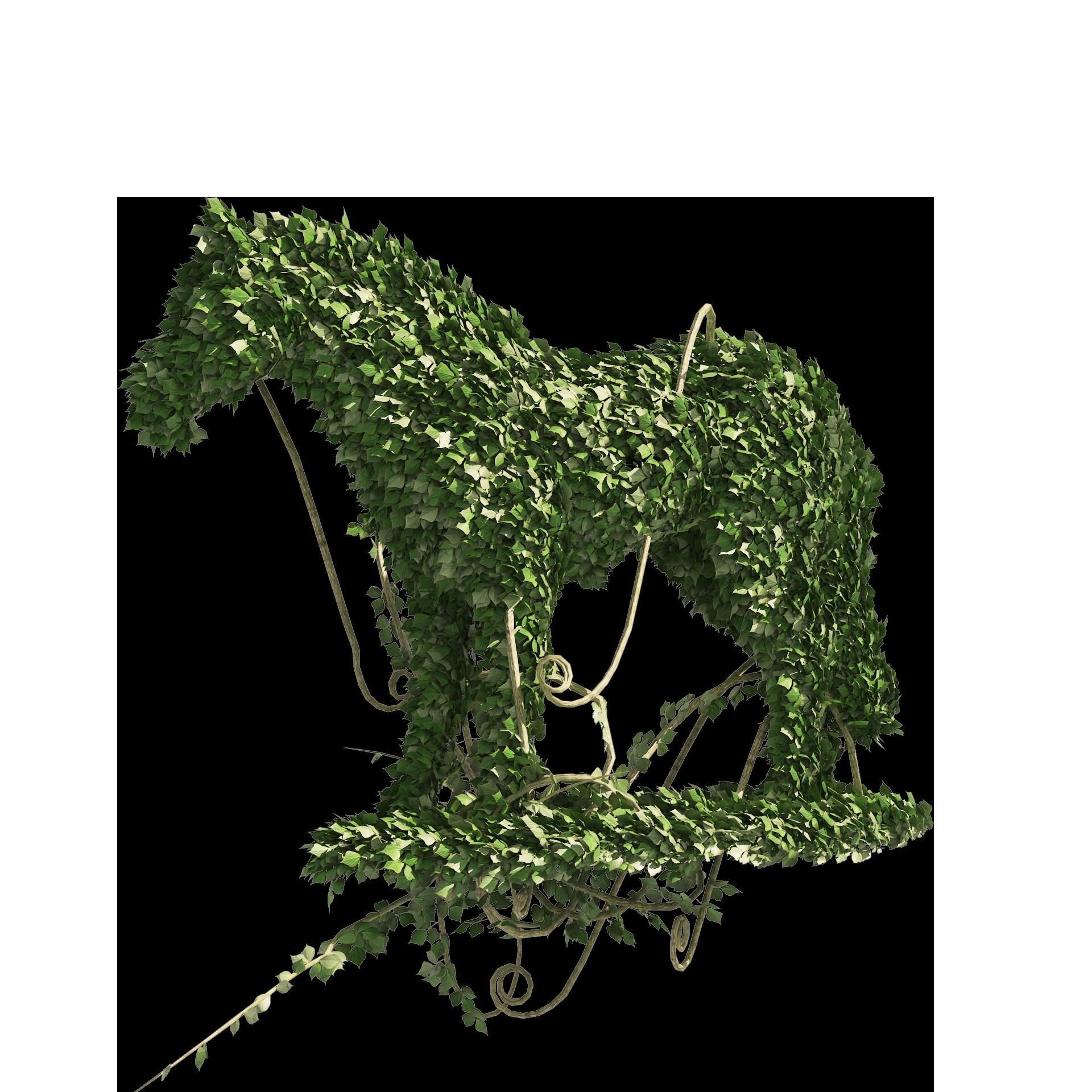 Topiary horse sculpture plant 3D model_6