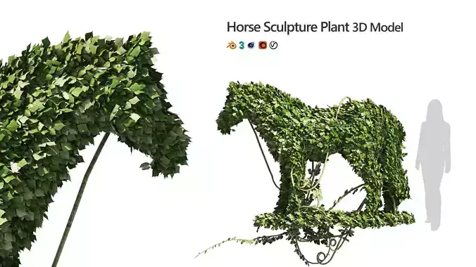 Topiary horse sculpture plant 3D model