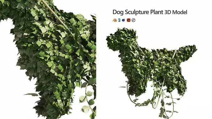 Topiary Dog sculpture plant Low-poly 3D model