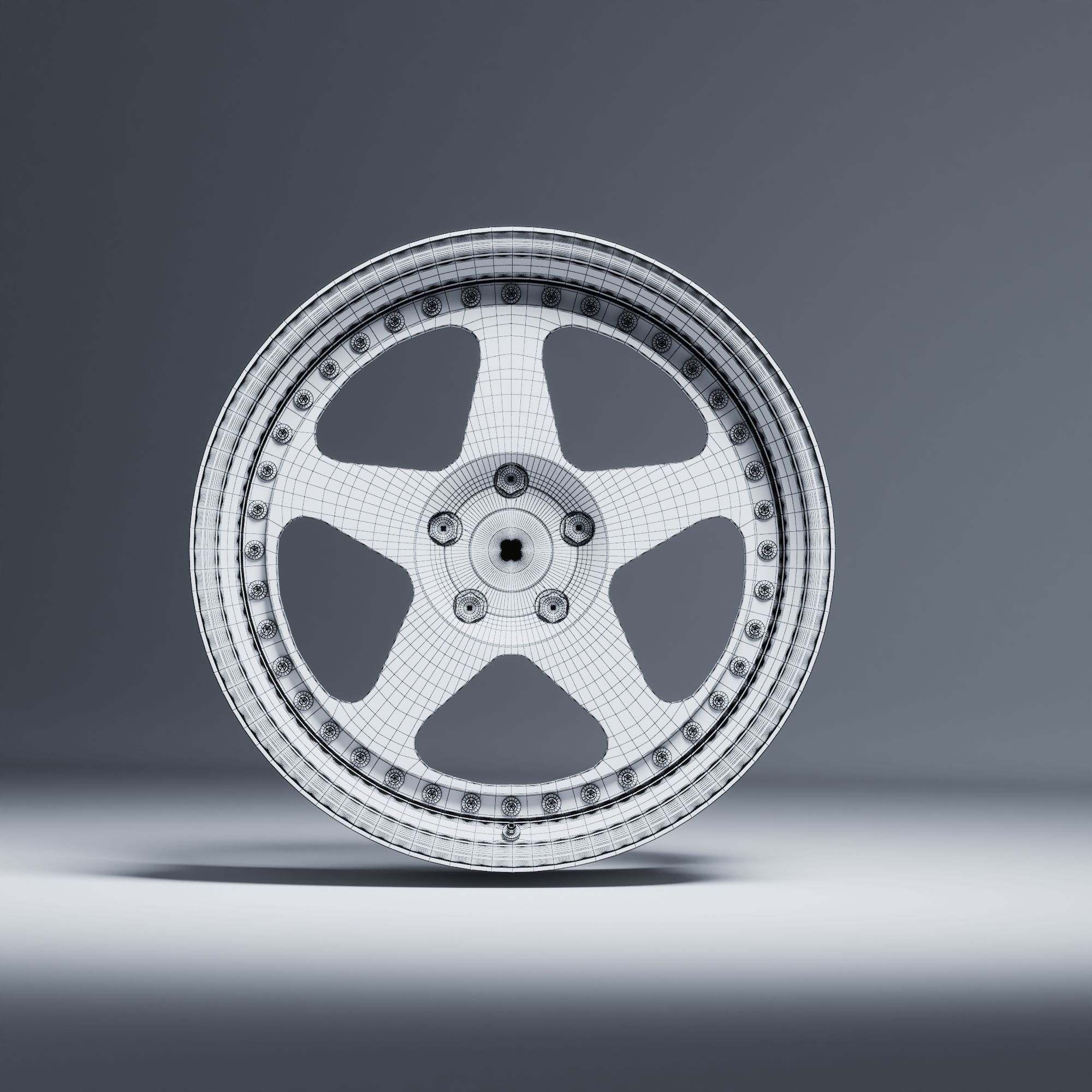 HRE 305 3 Piece Wheels Assembly Pack Low-poly 3D model_37