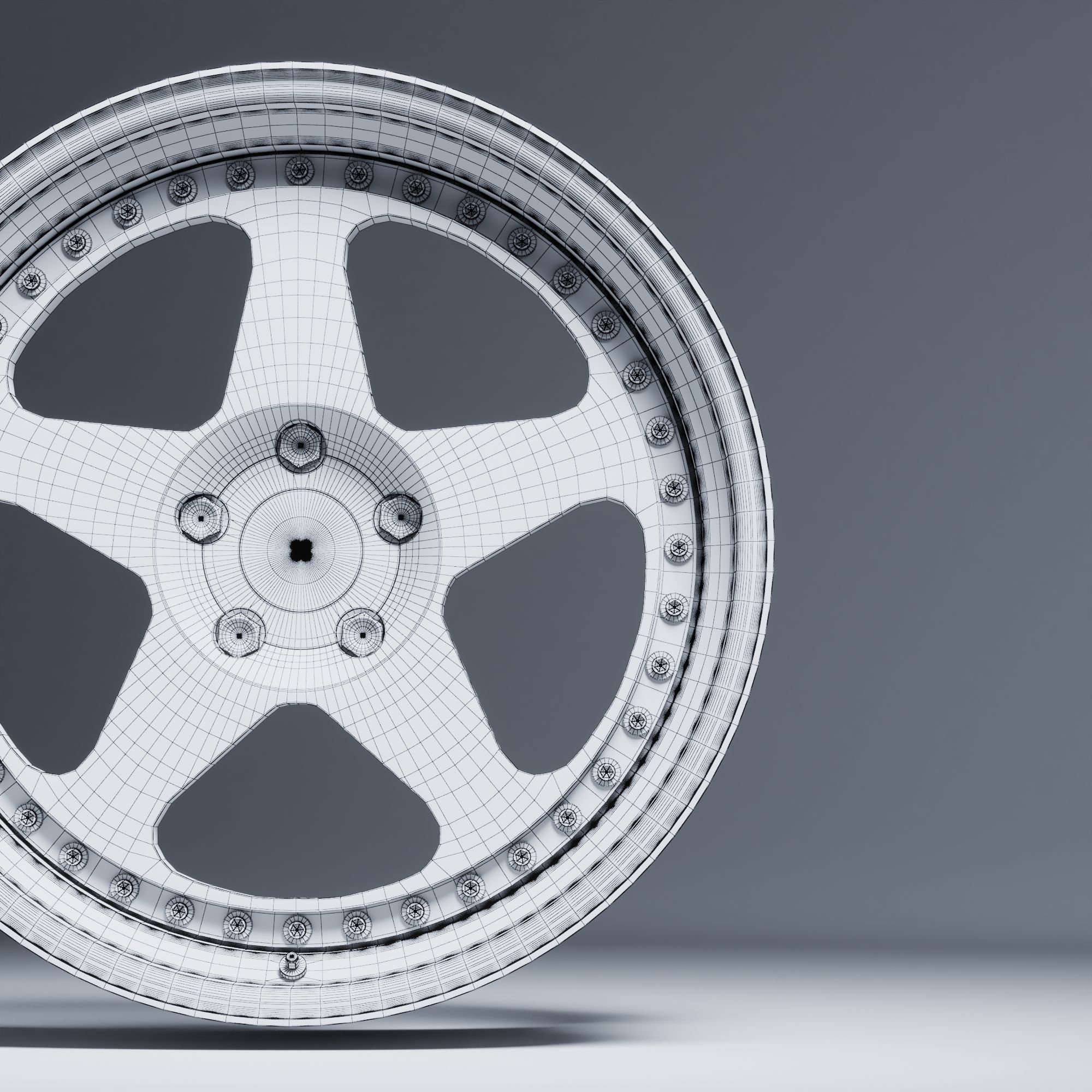 HRE 305 3 Piece Wheels Assembly Pack Low-poly 3D model_26