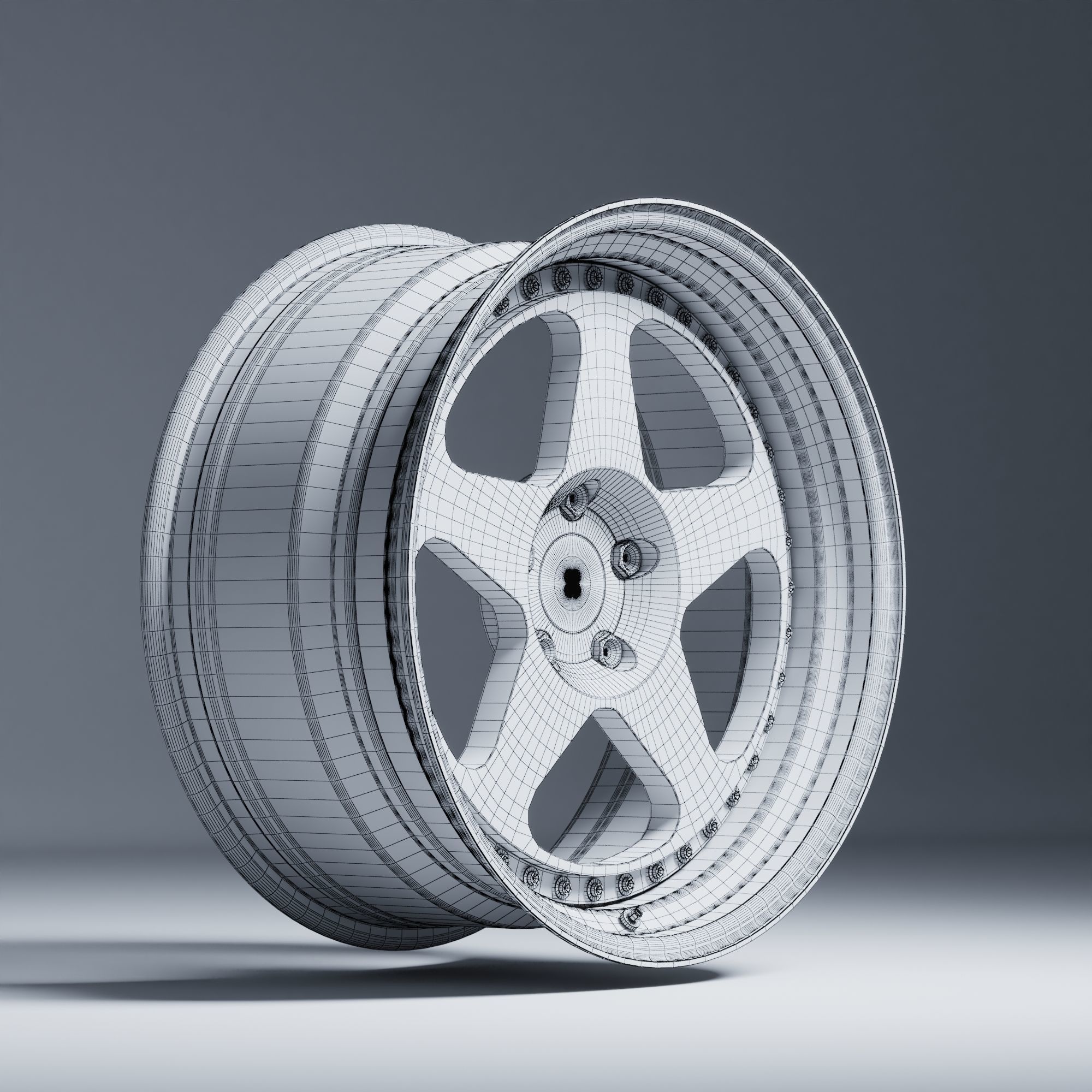 HRE 305 3 Piece Wheels Assembly Pack Low-poly 3D model_32