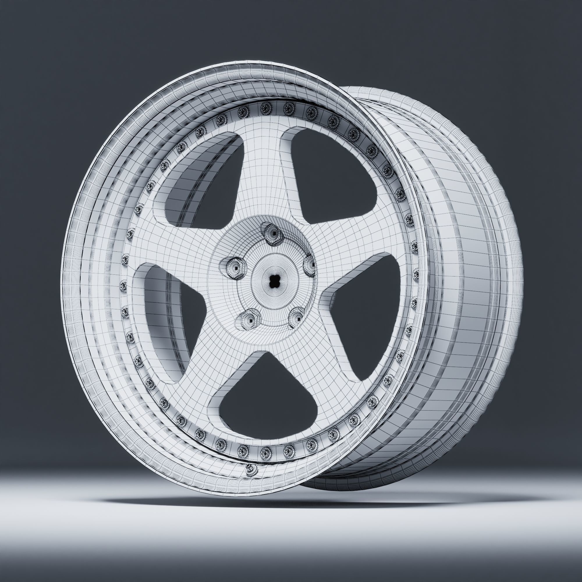 HRE 305 3 Piece Wheels Assembly Pack Low-poly 3D model_34